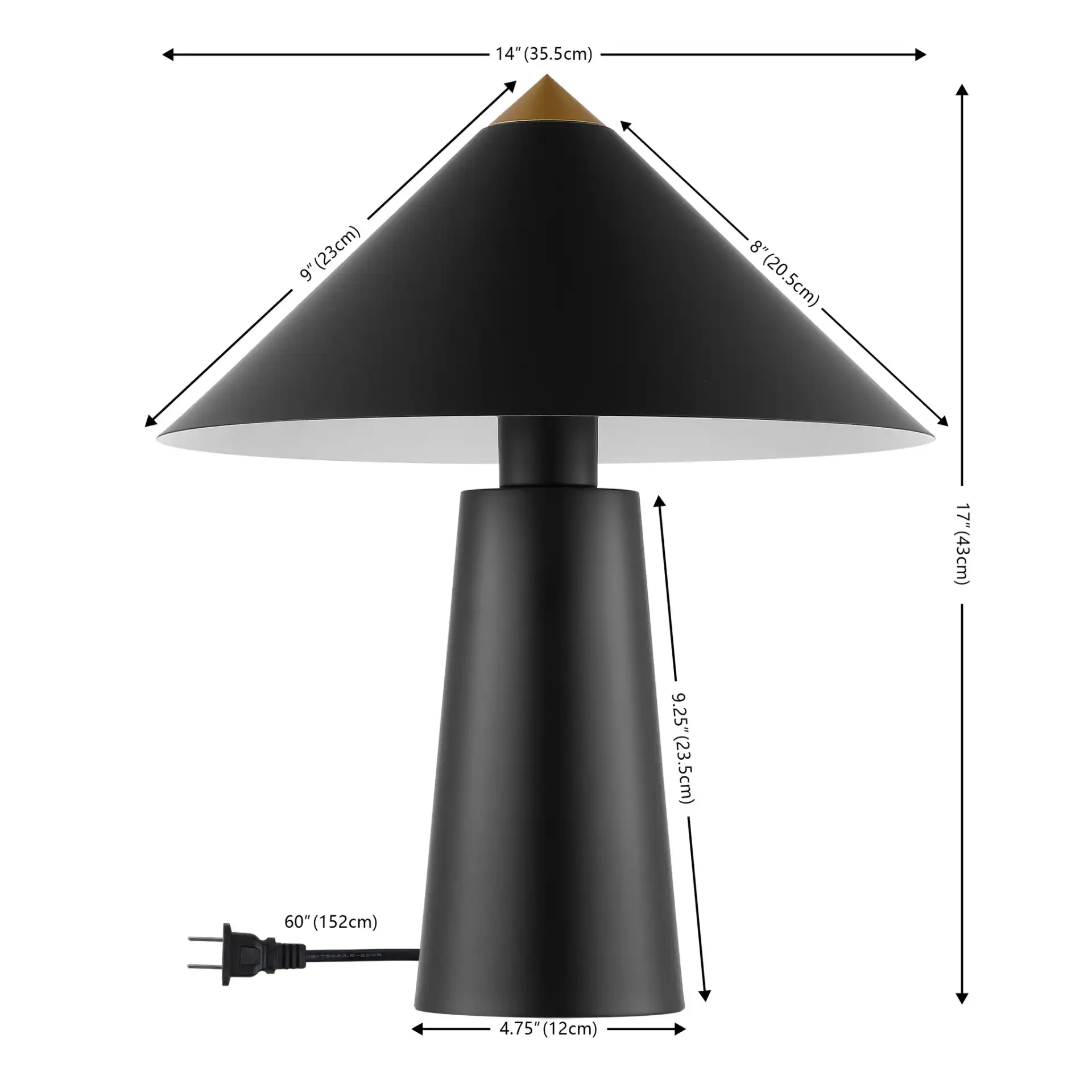 Syuna Table Lamp in Black / Gold, detail view