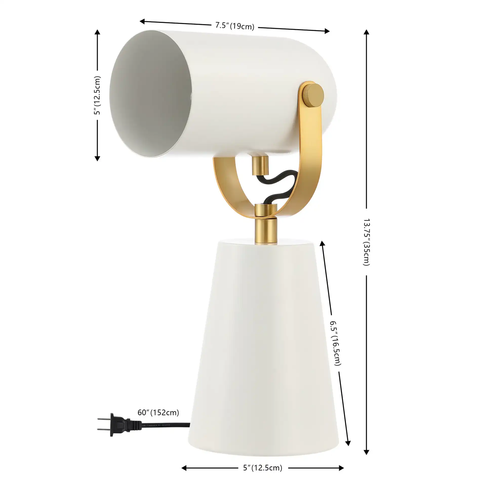 Clarst Table Lamp in White / Brass, detail view