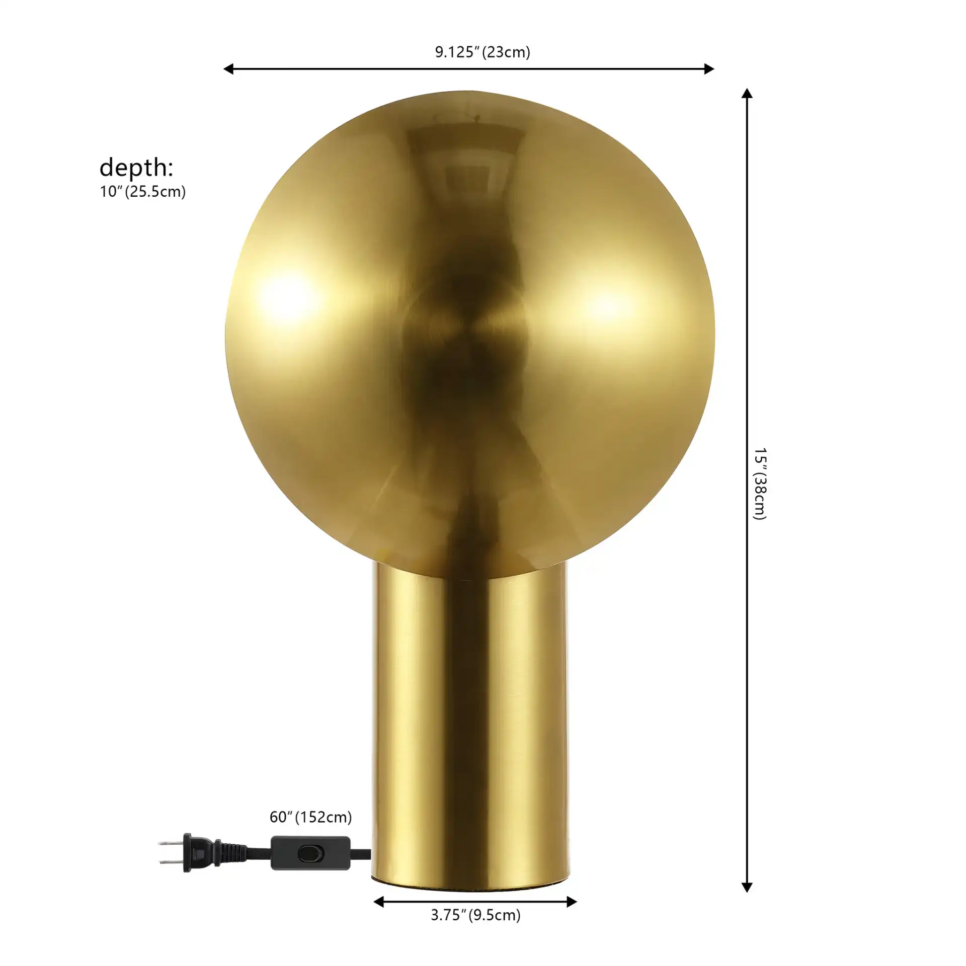 Frey Table Lamp in Brass, detail view
