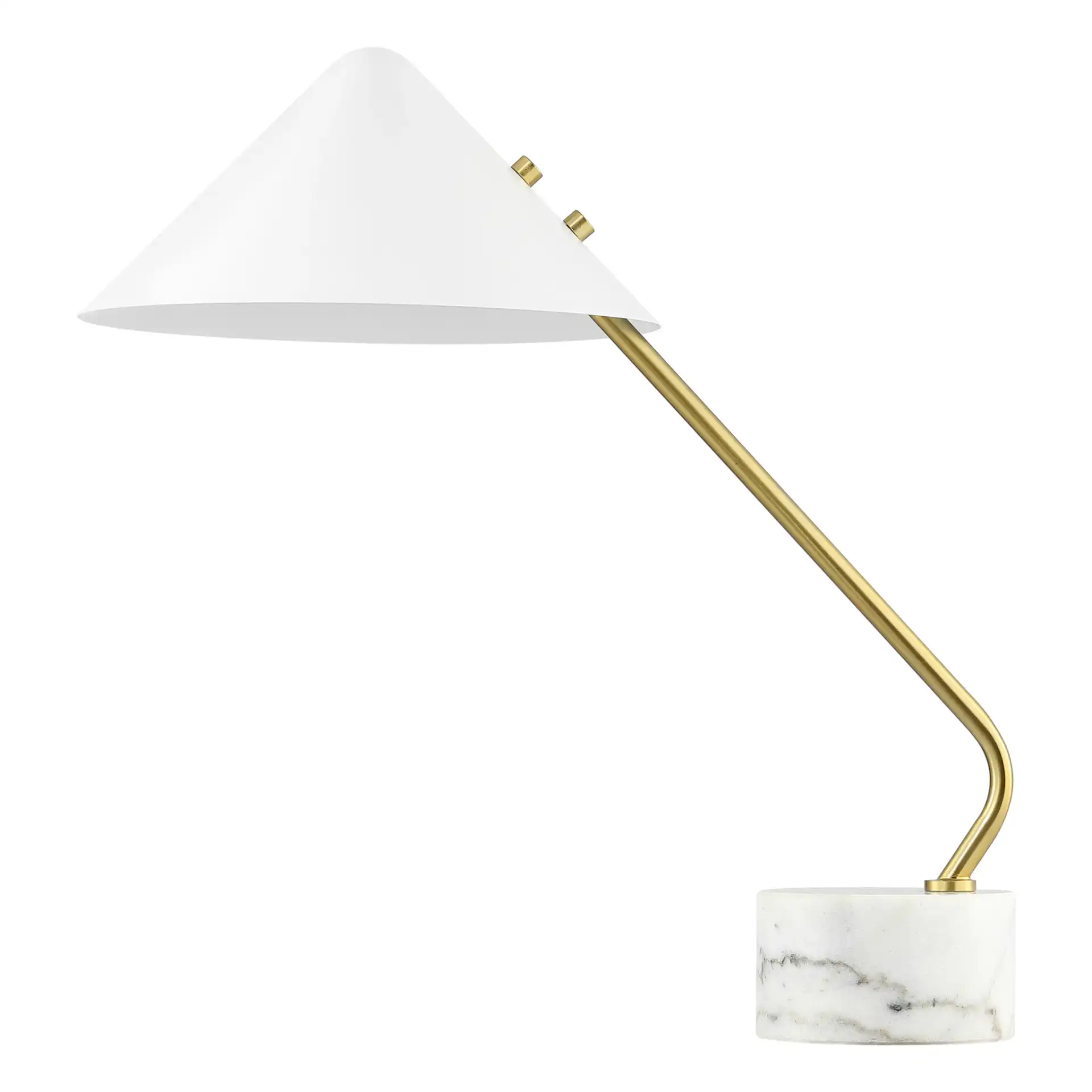 Shields Table Lamp in White / Brass, detail view