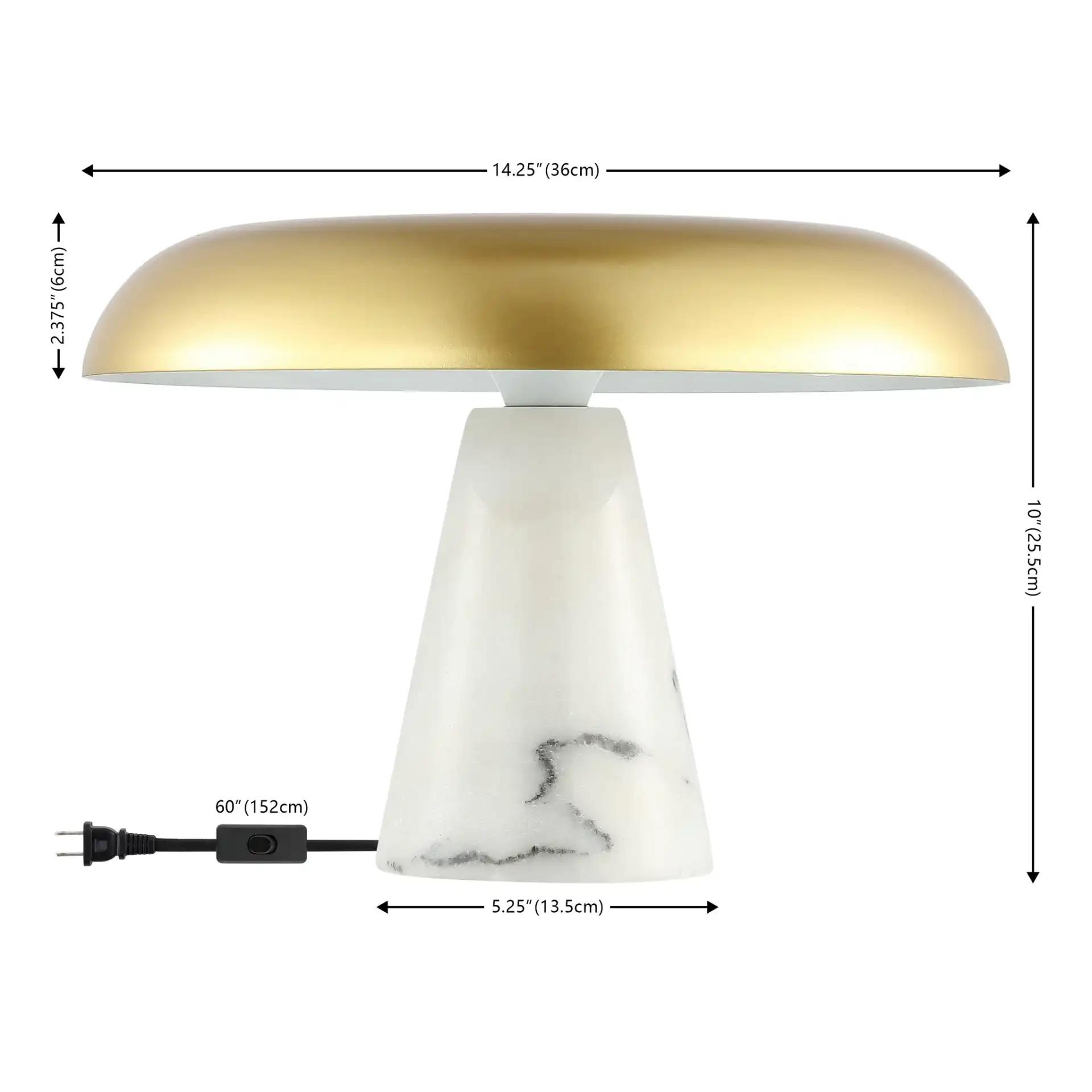 Vaughan Table Lamp in Brass / White Marble, detail view