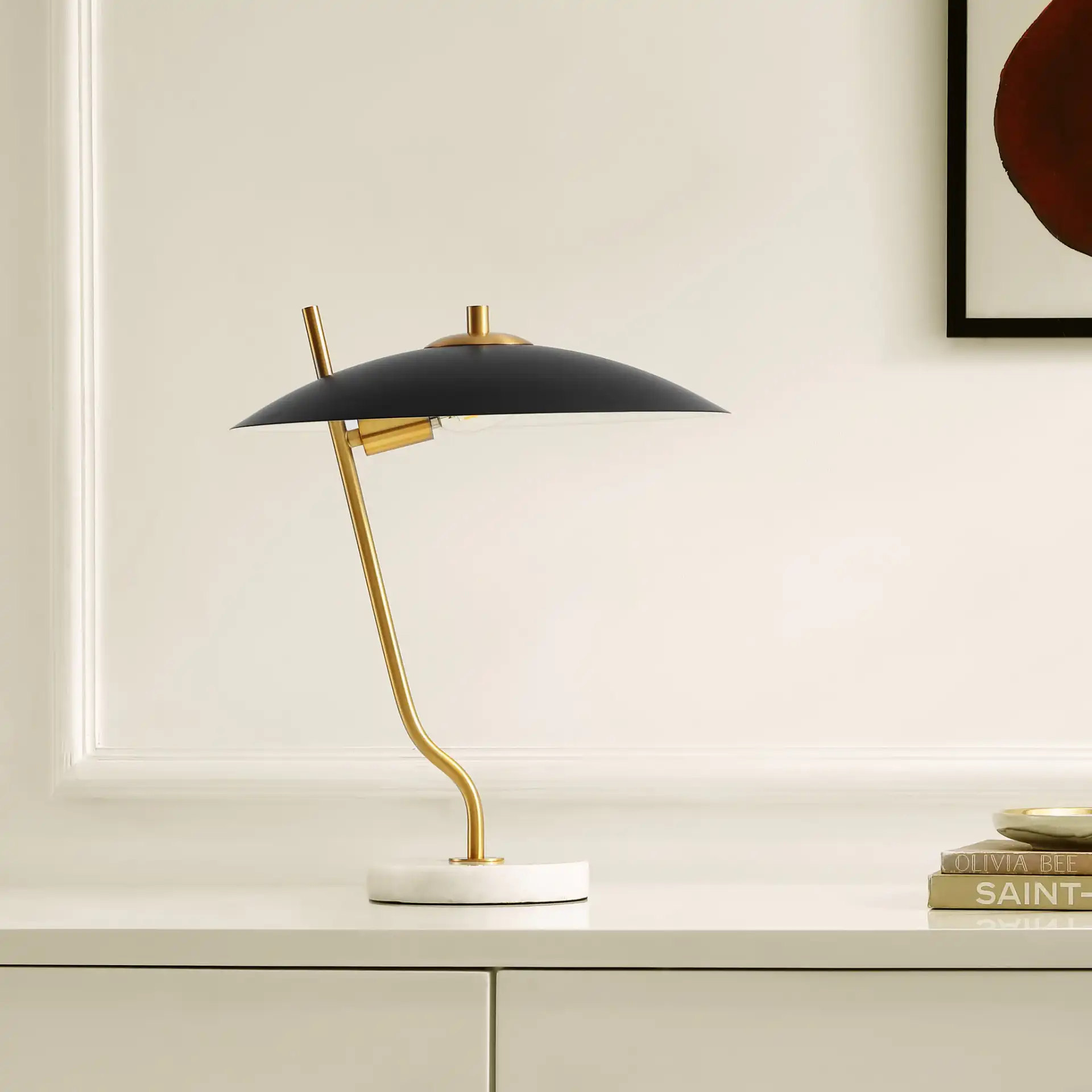 Studio Table Lamp in Black / Brass in a styled room
