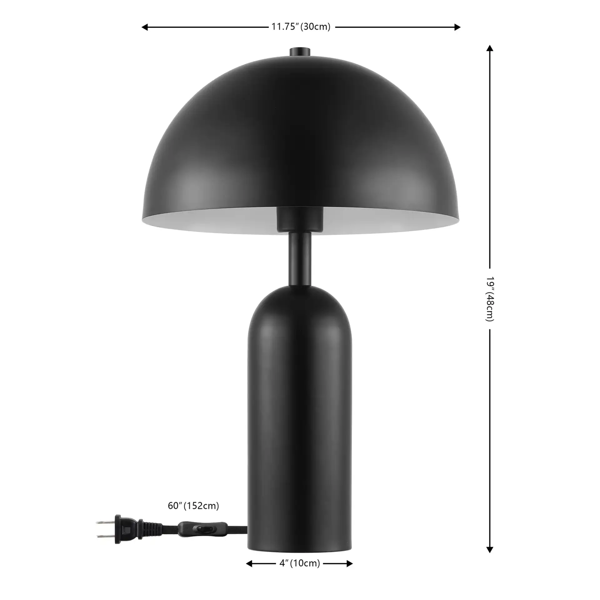 Ryler Table Lamp in Black, detail view