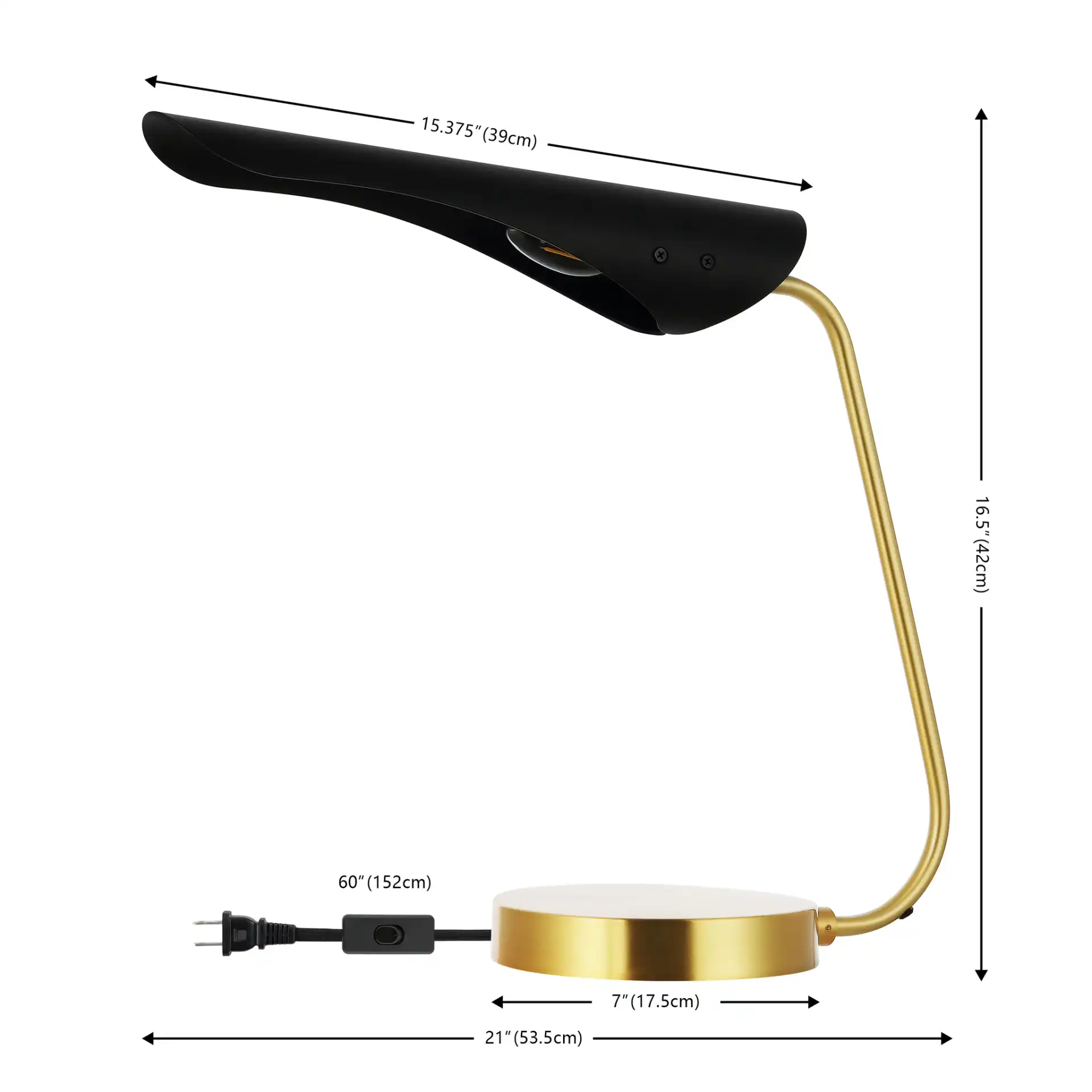 Fynn Table Lamp in Black / Brass, detail view