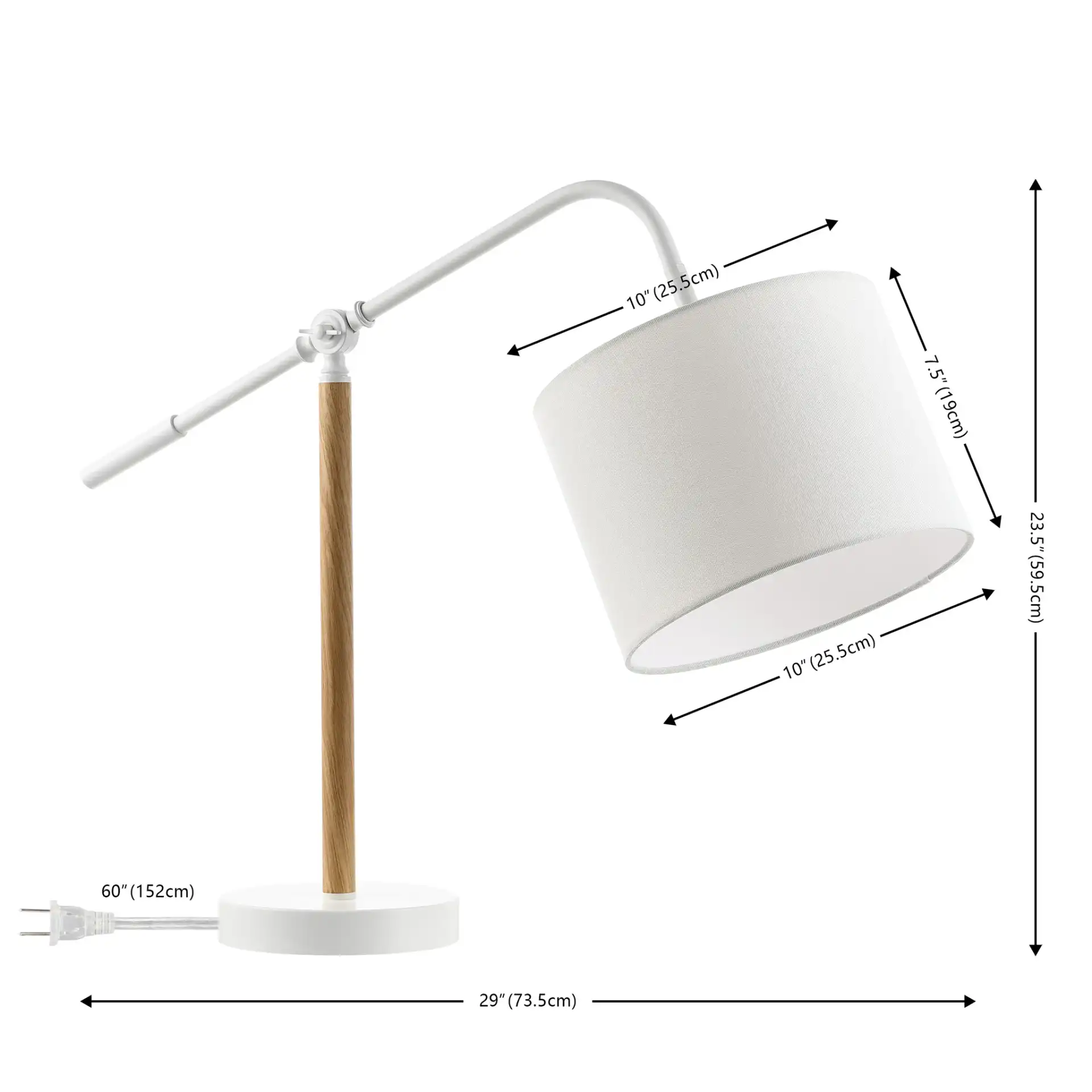 Loryn Table Lamp in White / Natural, detail view