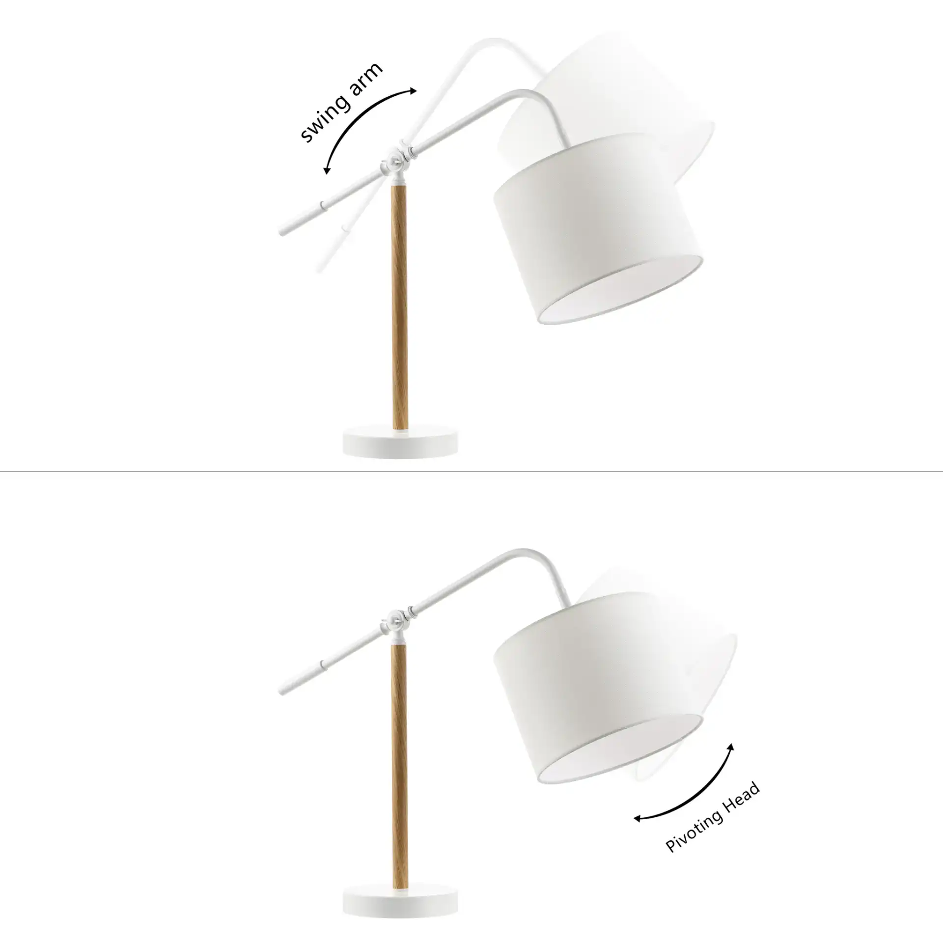Loryn Table Lamp in White / Natural, detail view