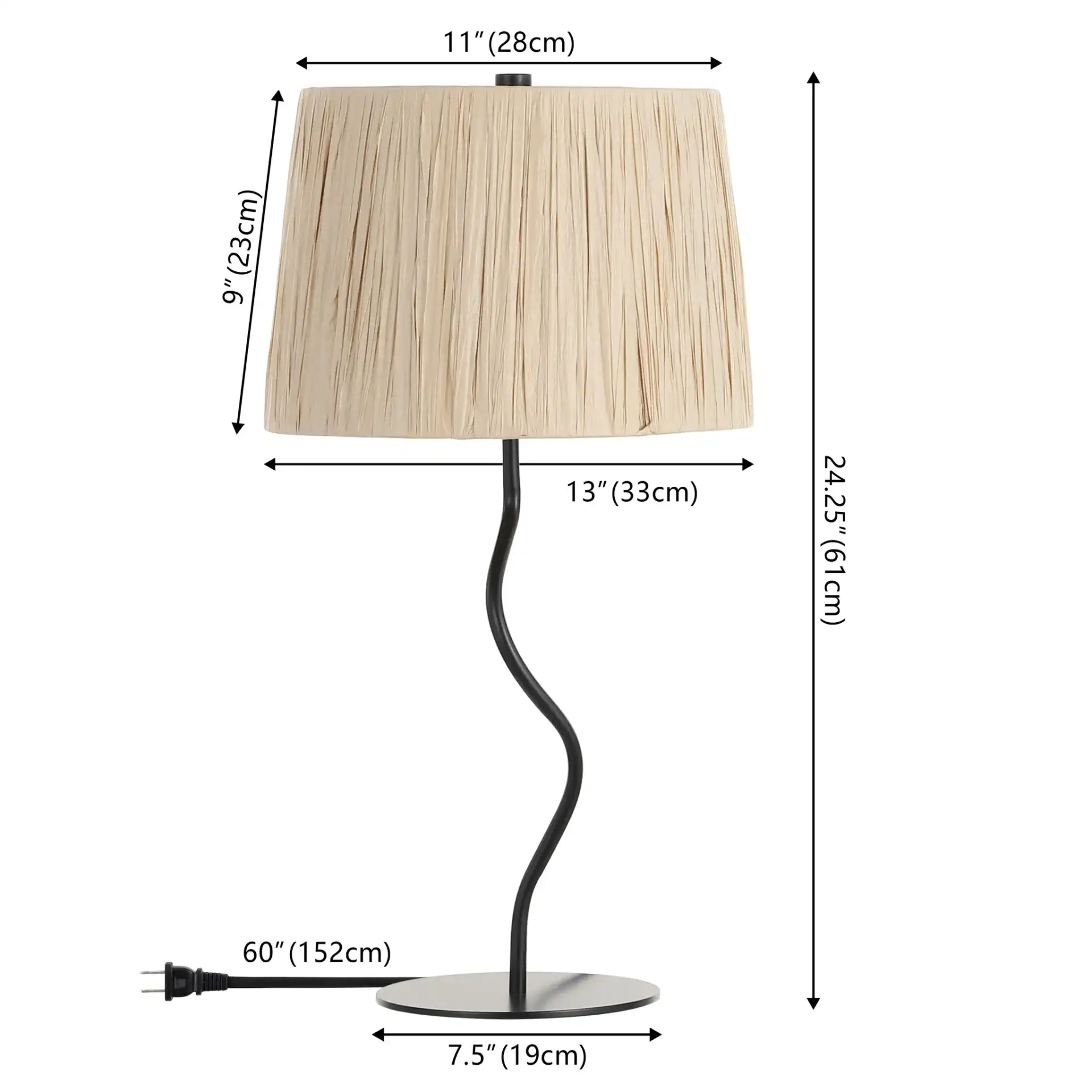 Ziggi Table Lamp in Black / Natural, detail view