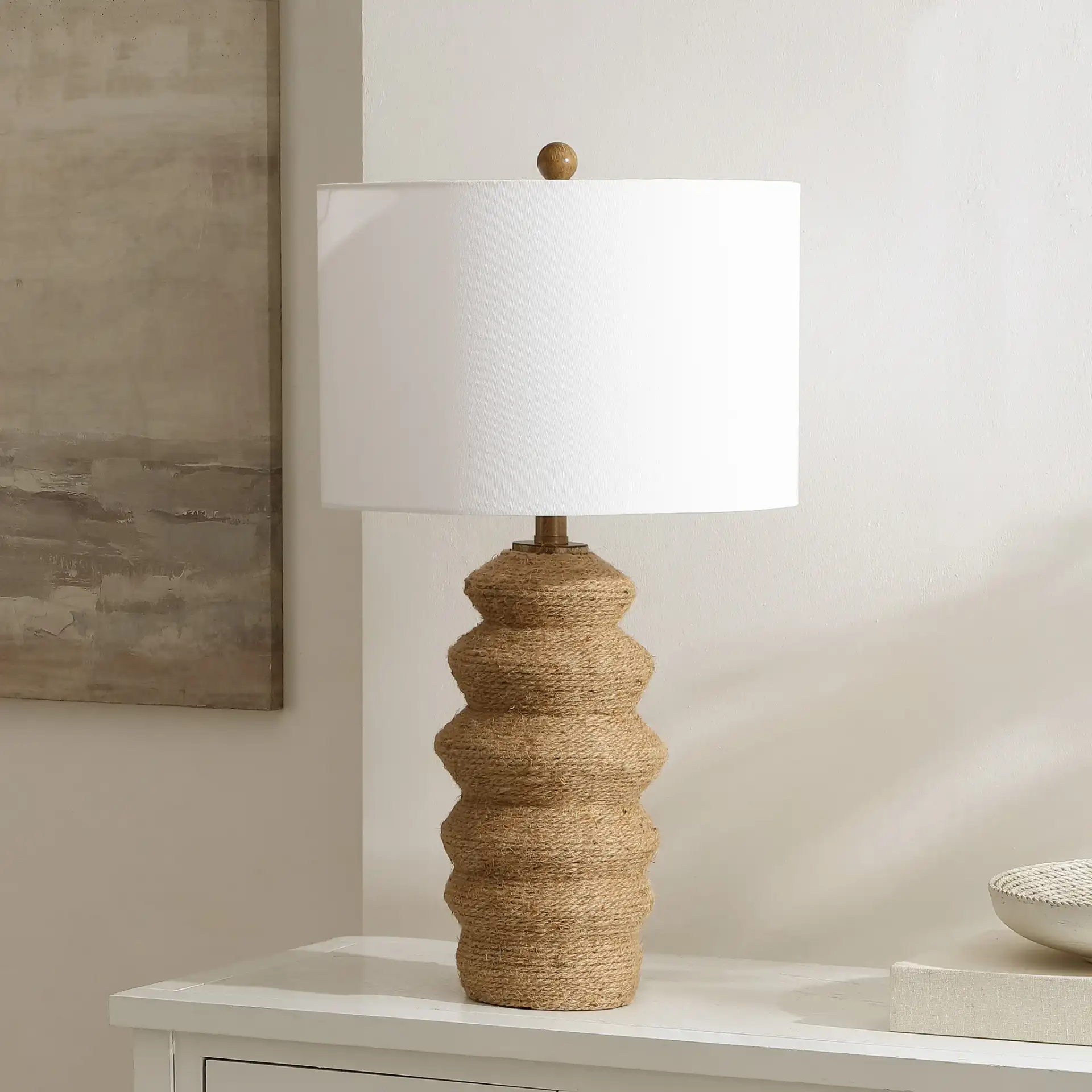 Paola Table Lamp in Natural in a styled room