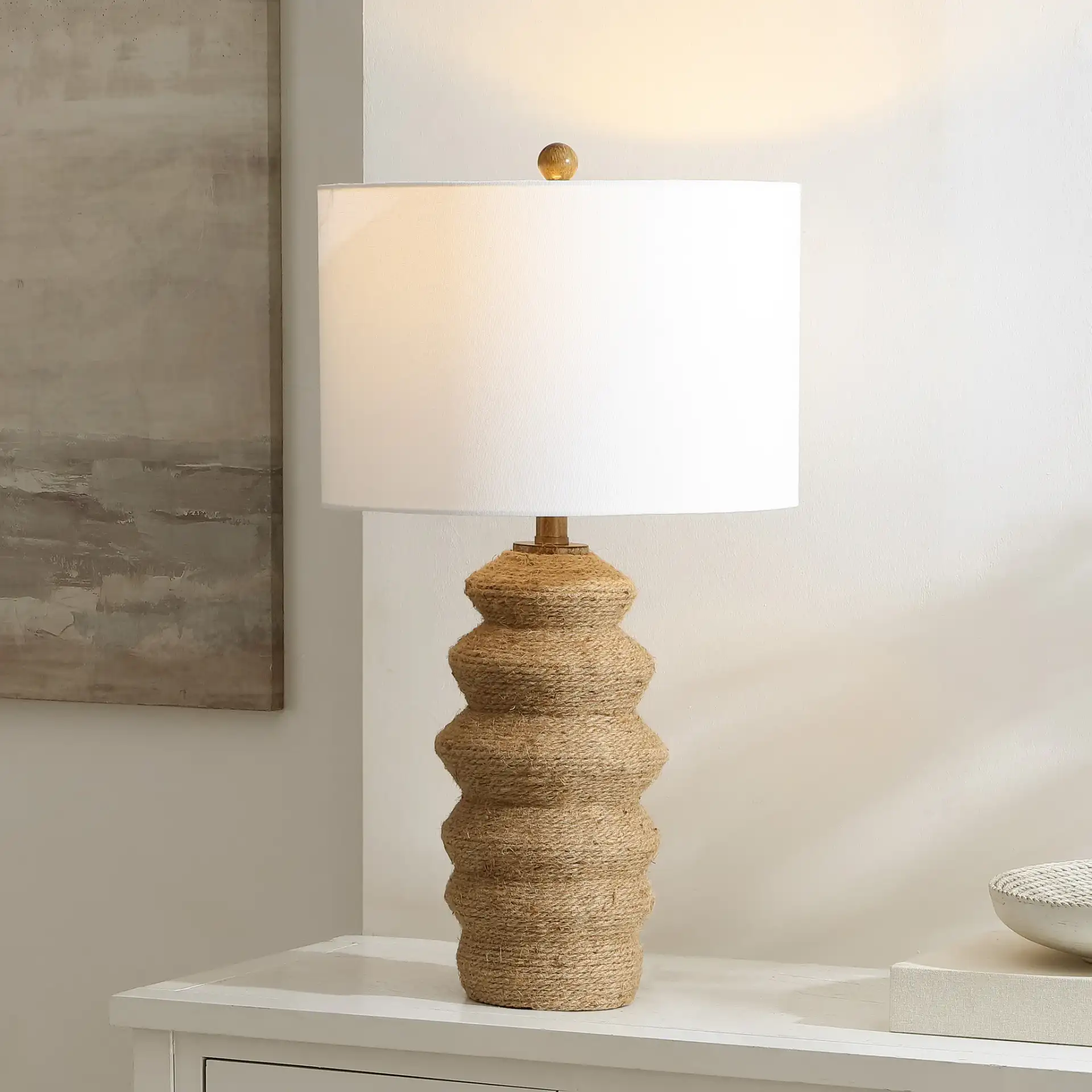 Paola Table Lamp in Natural in a styled room