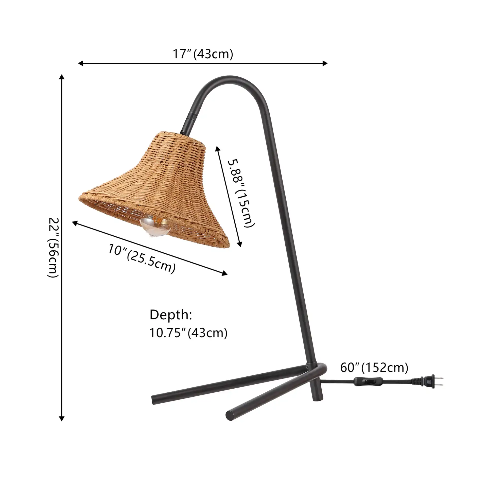 Cleo Table Lamp in Black / Natural, detail view