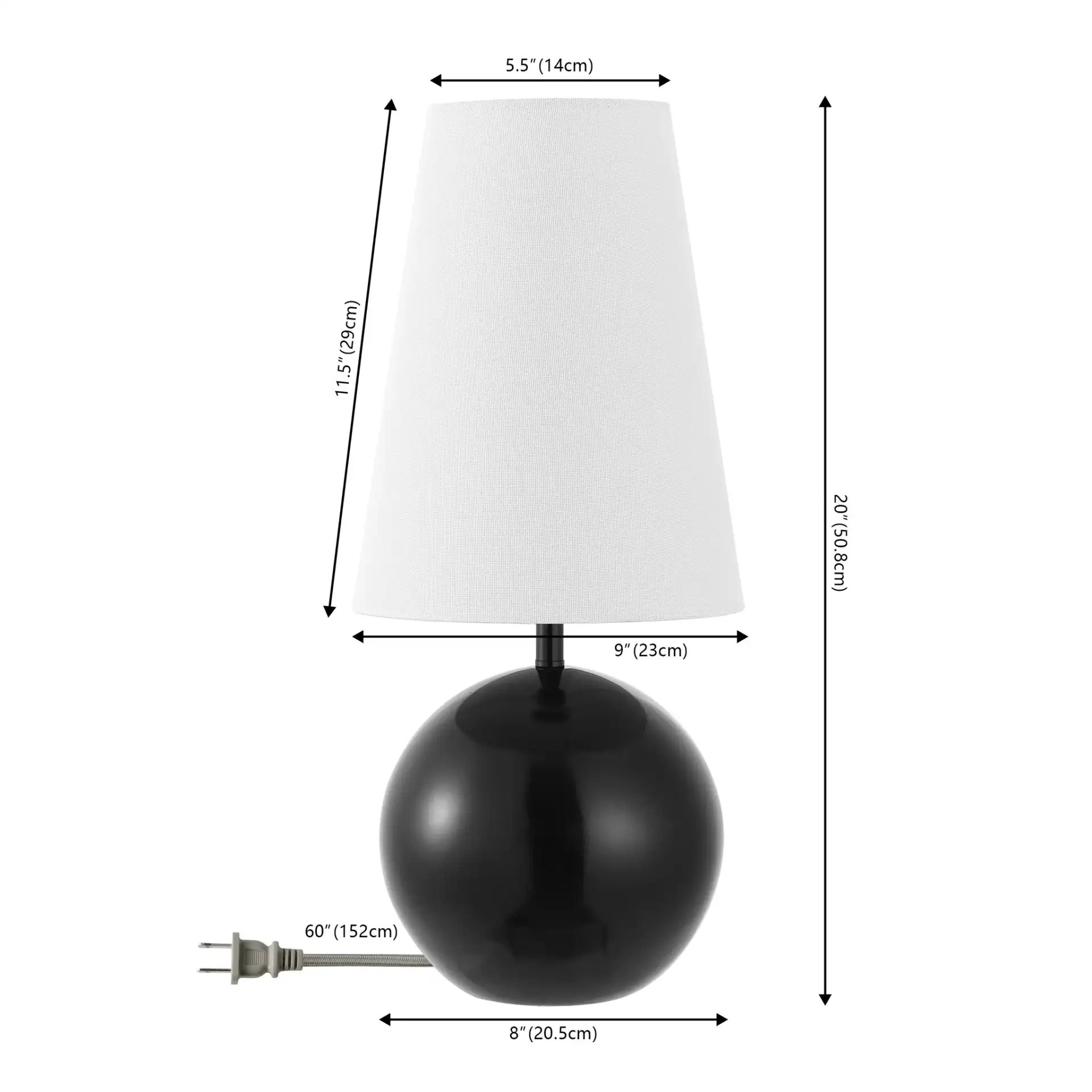 Jo Table Lamp in Black, detail view
