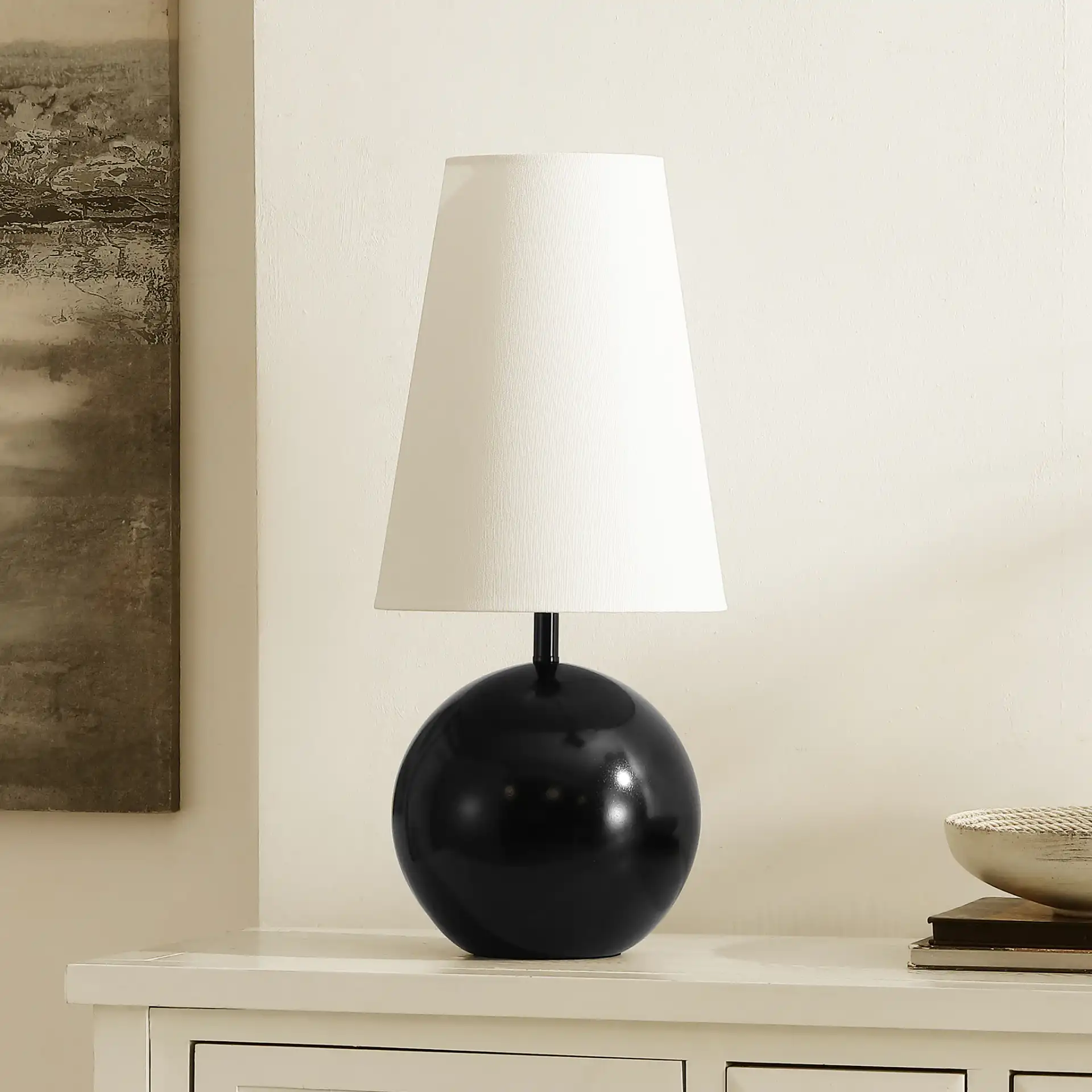 Jo Table Lamp in Black in a styled room