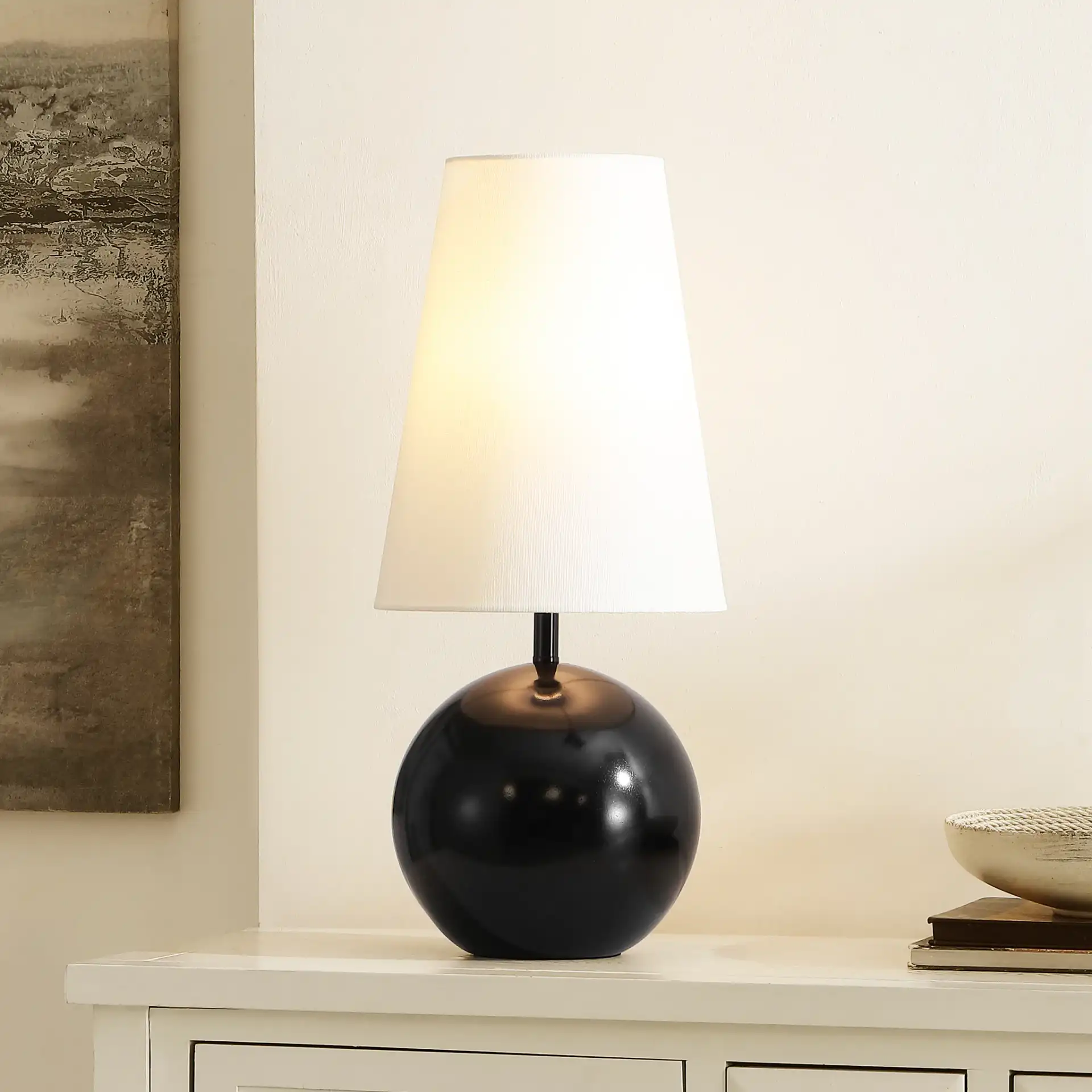 Jo Table Lamp in Black in a styled room