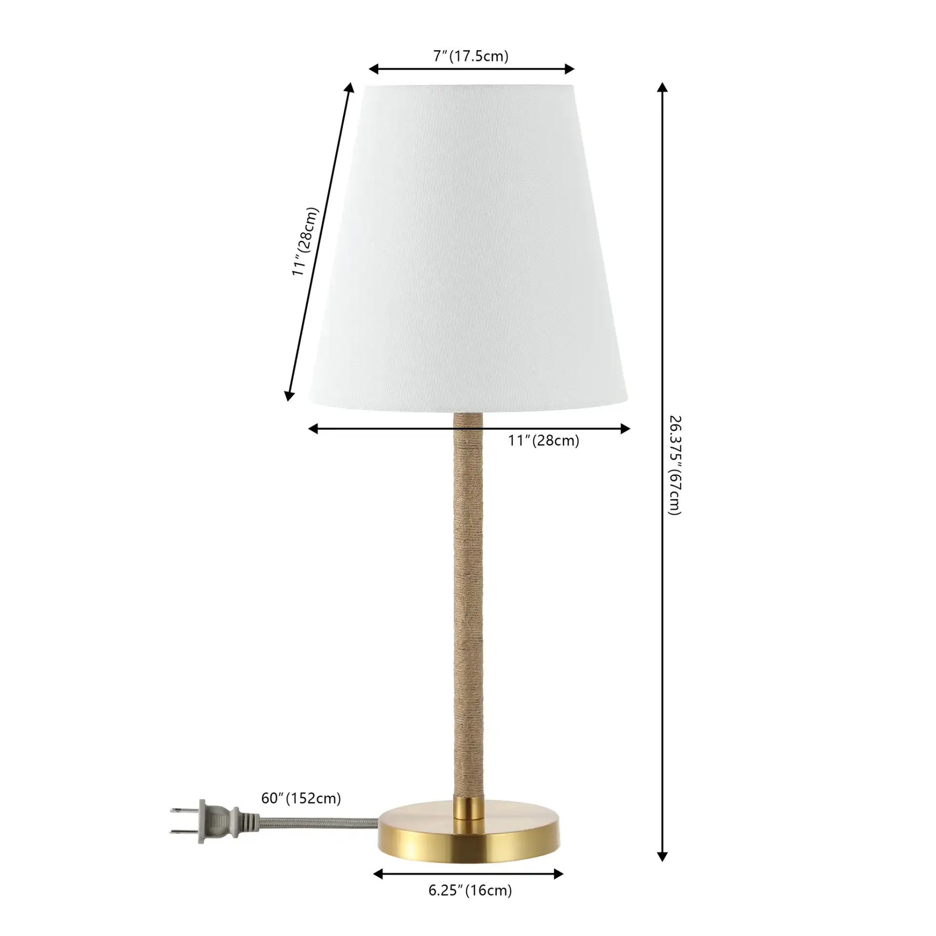 Andi Table Lamp in Brass / Natural, detail view