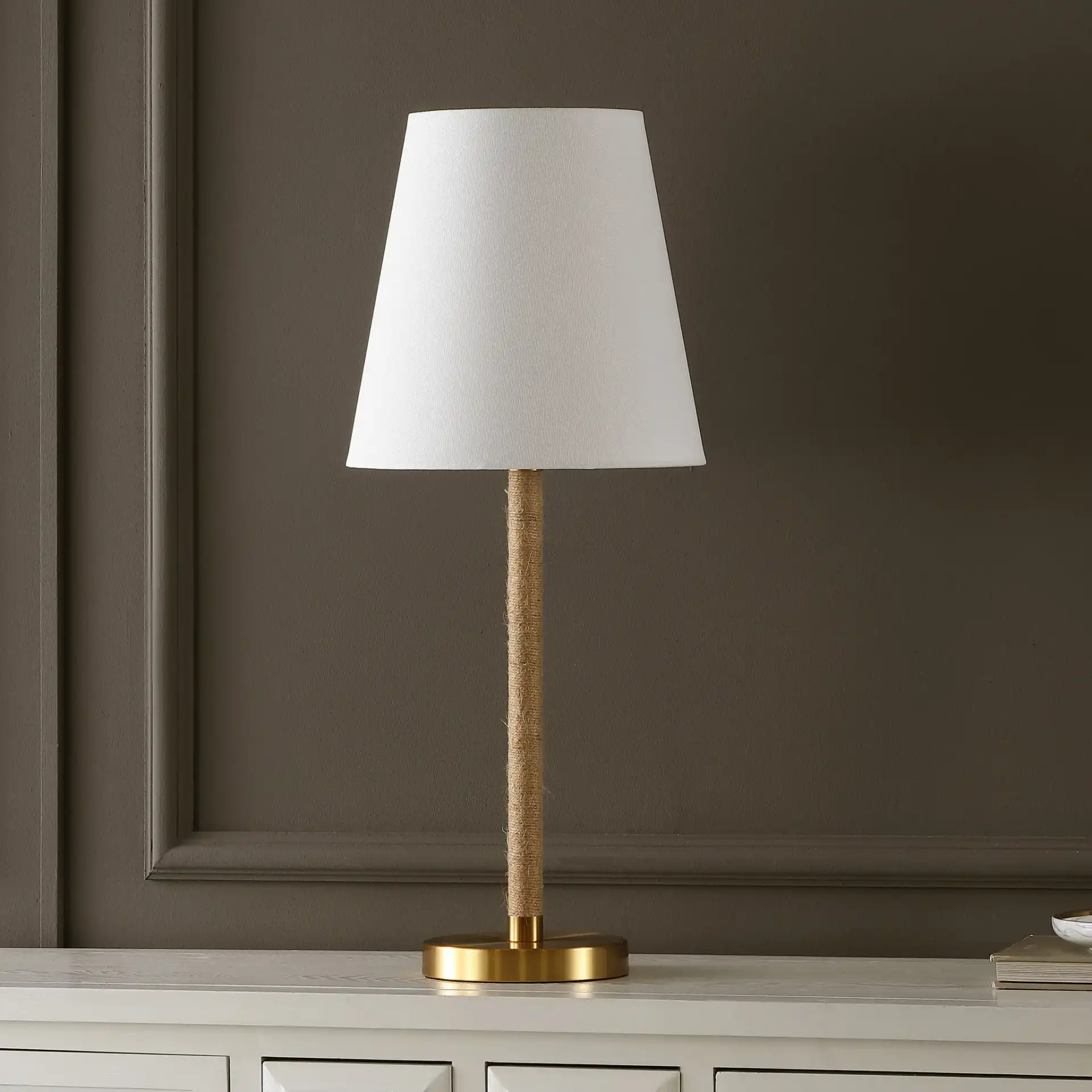 Andi Table Lamp in Brass / Natural in a styled room