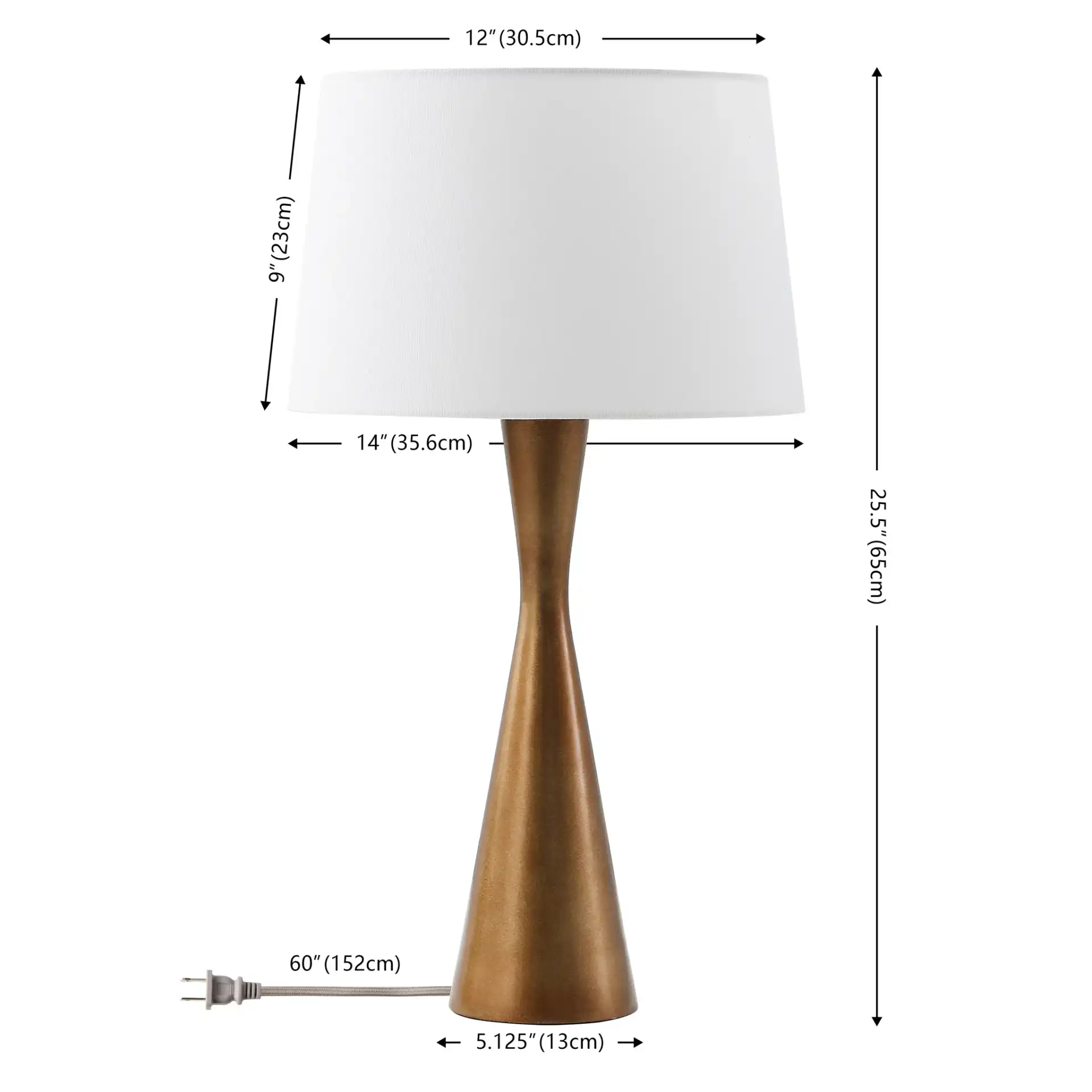 Edie Table Lamp in Antique Brass, detail view