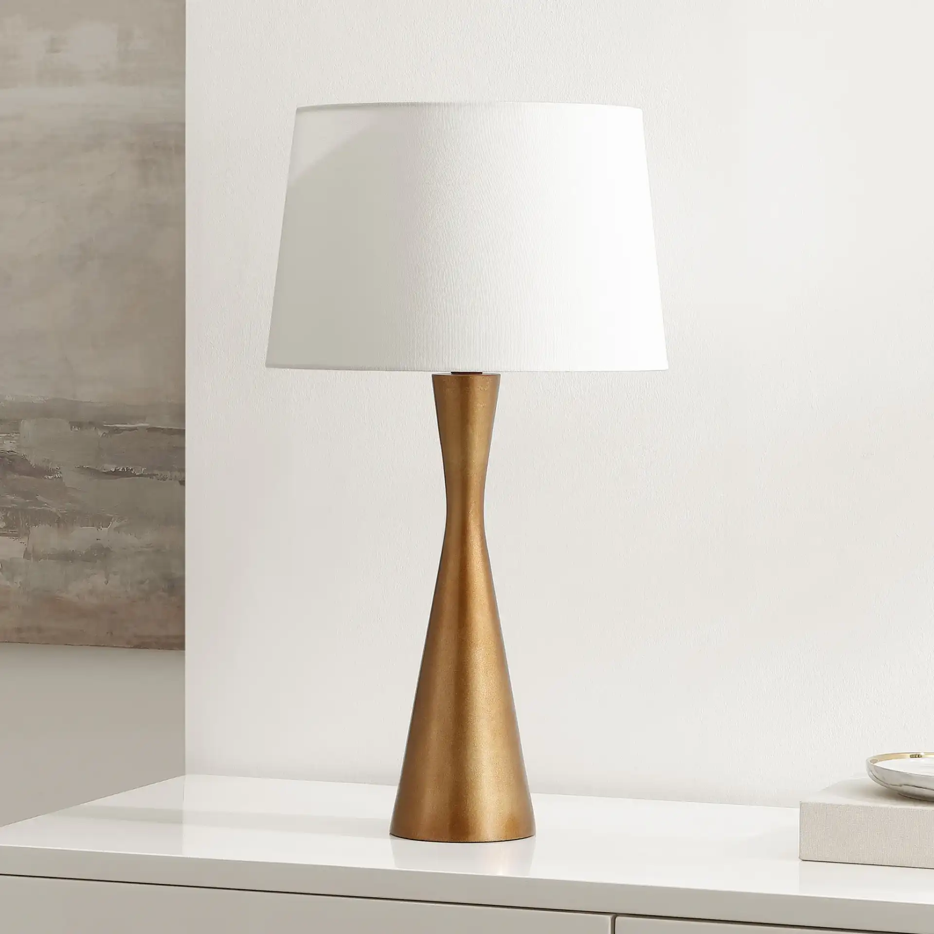 Edie Table Lamp in Antique Brass in a styled room