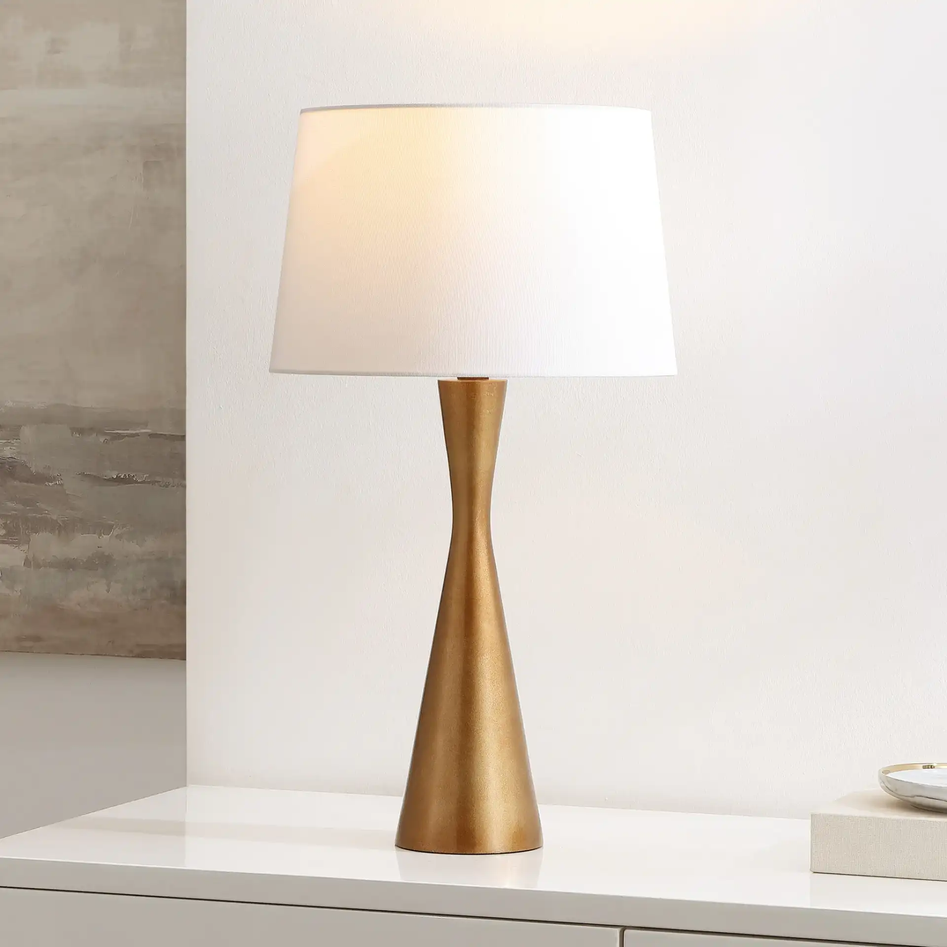 Edie Table Lamp in Antique Brass in a styled room