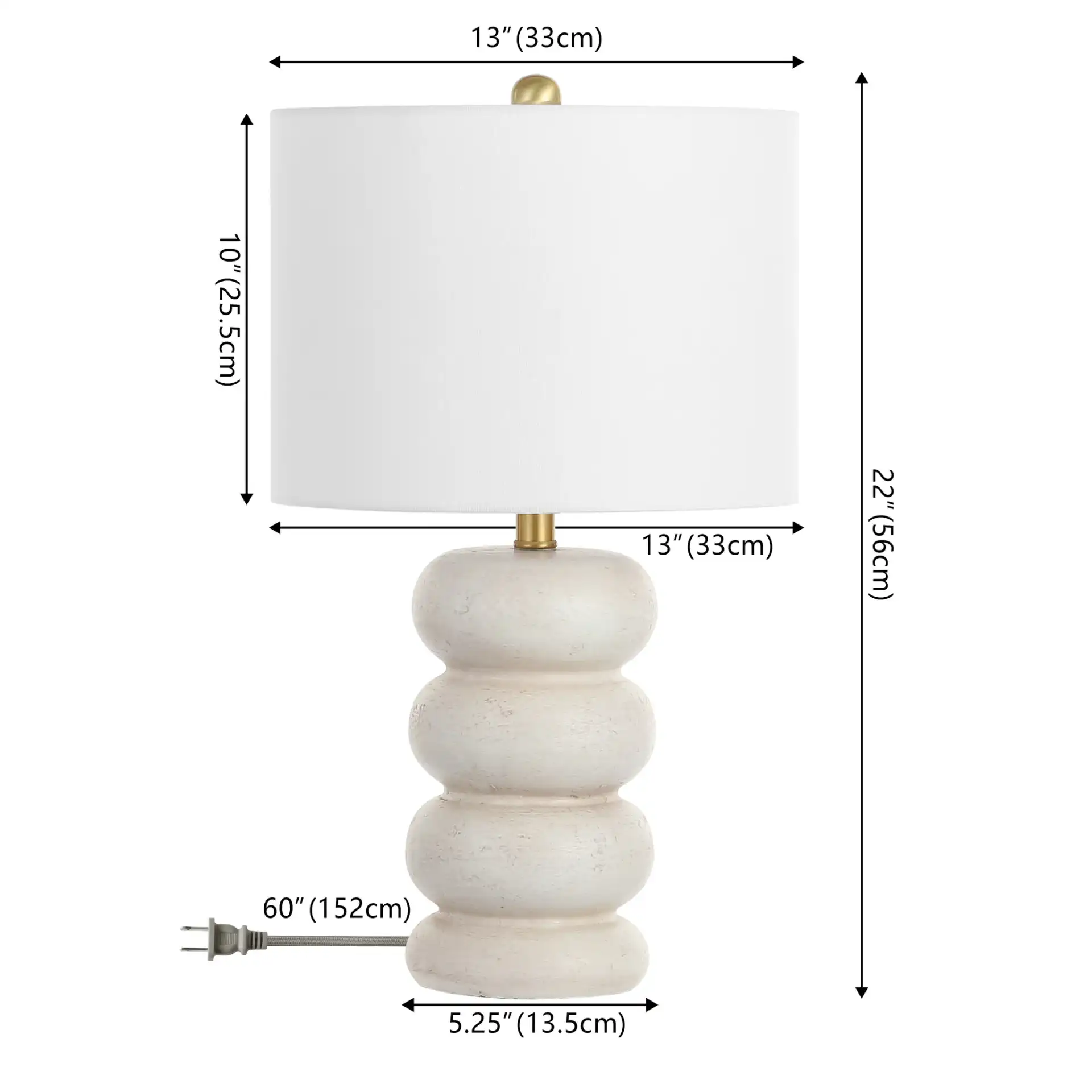 Coco Table Lamp in Cream, detail view