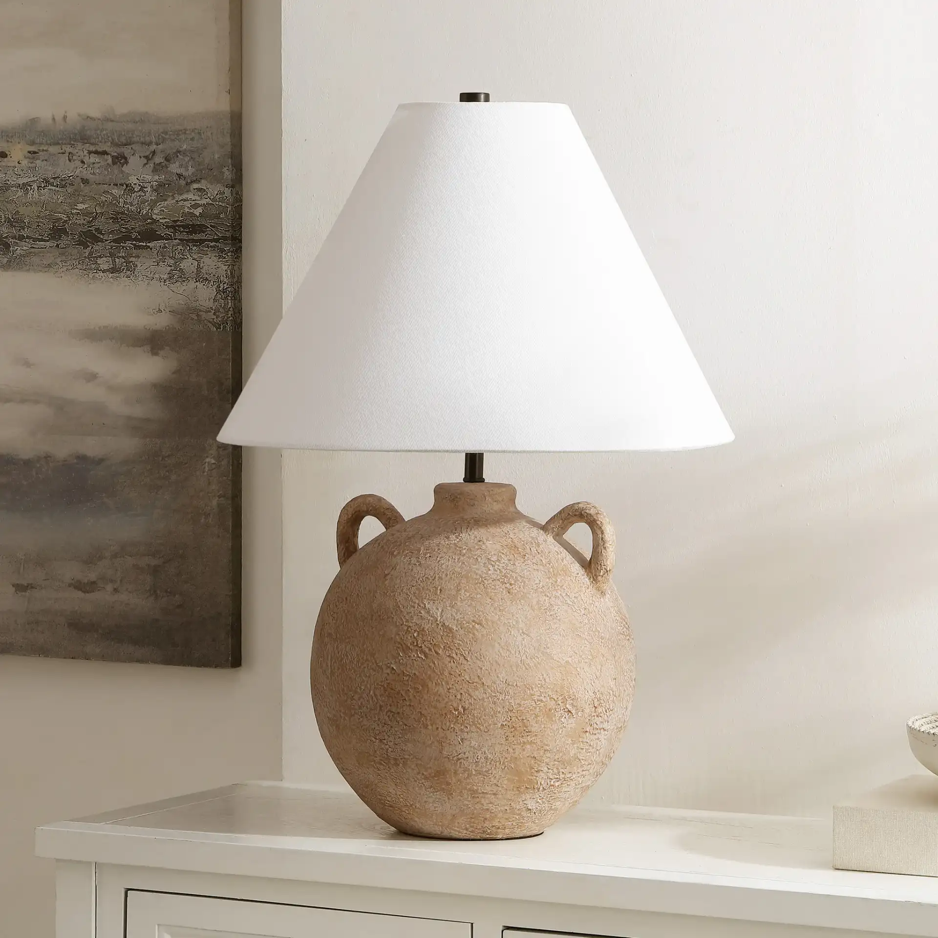 Soline Table Lamp in Antique Brown in a styled room