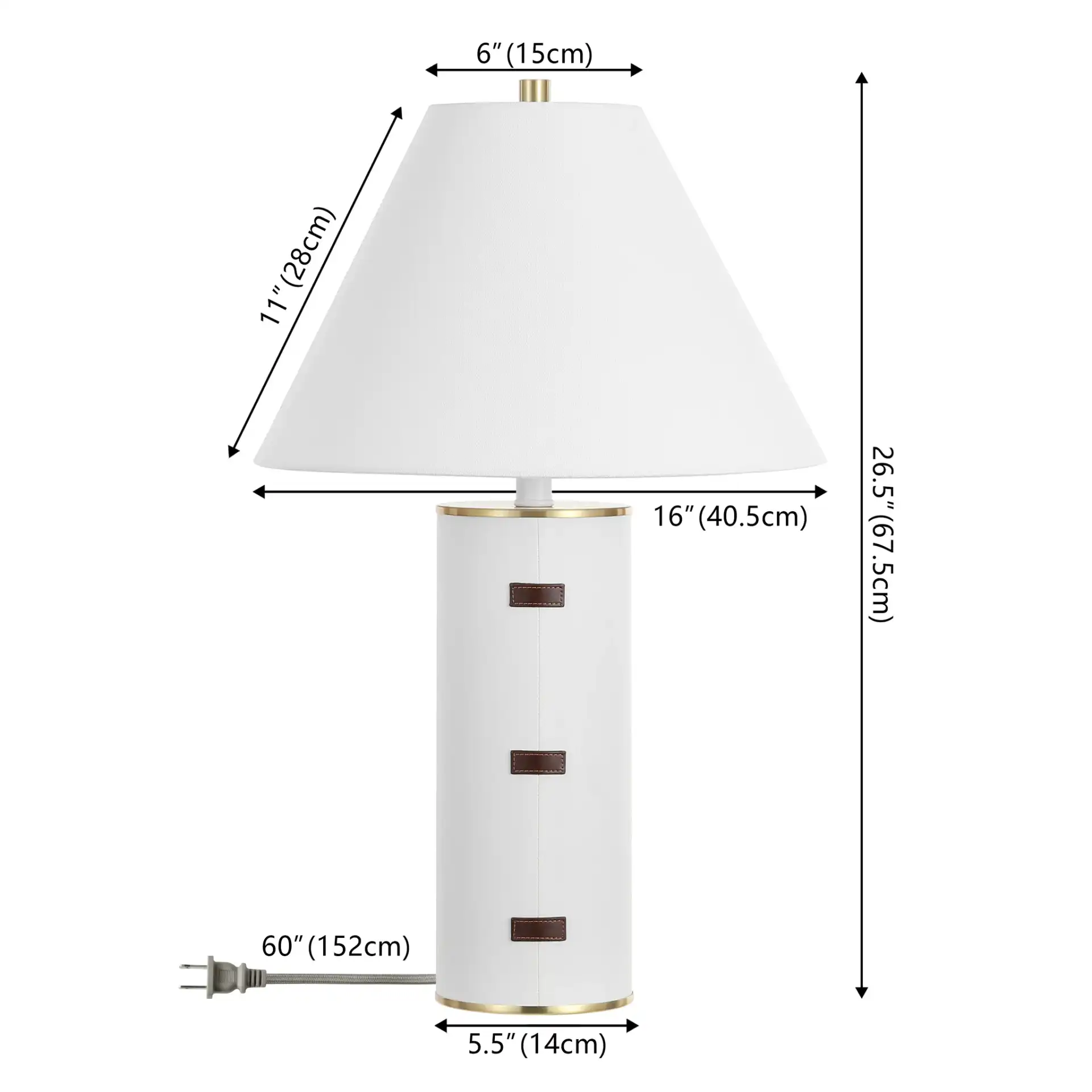 Flavie Table Lamp in White / Gold, detail view