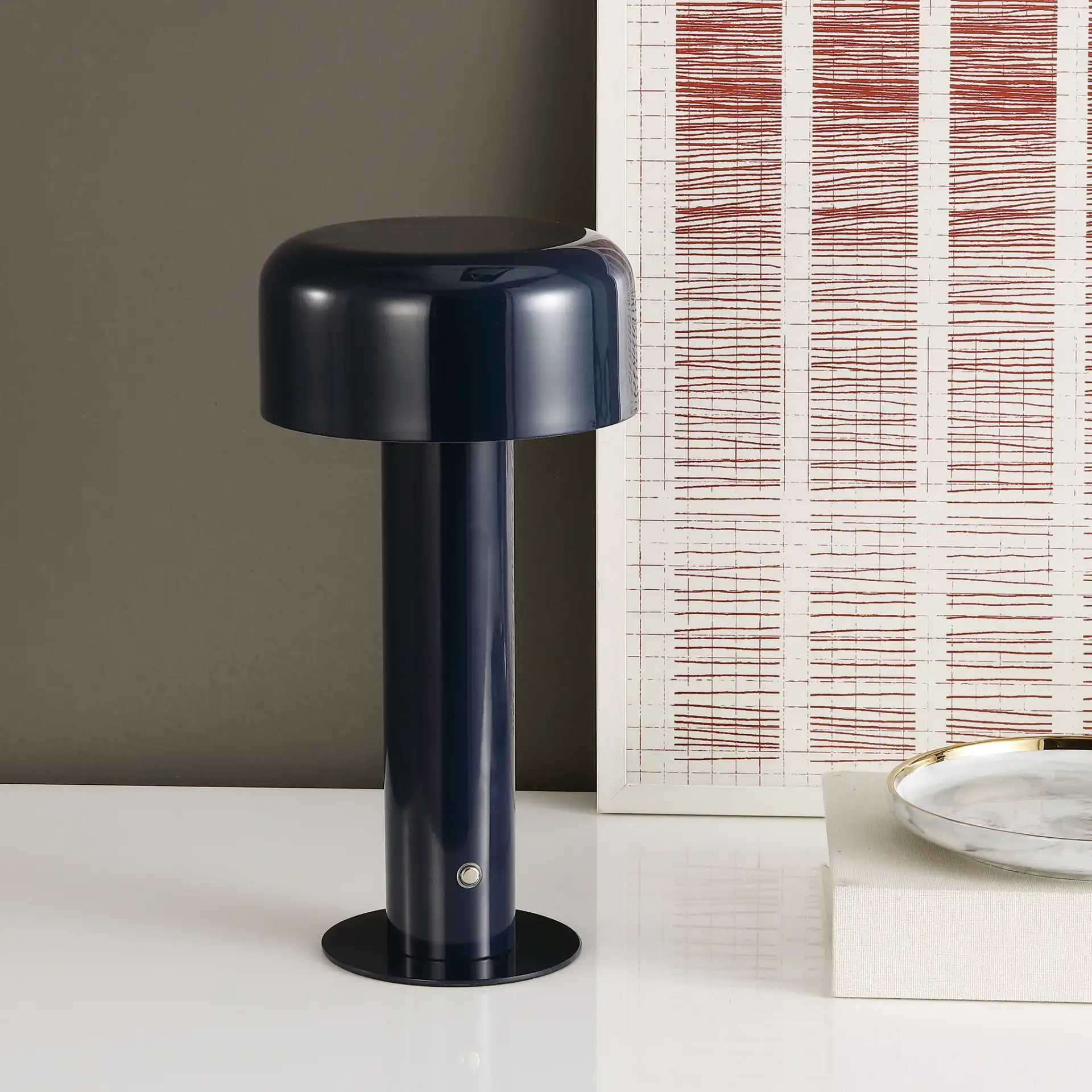 Bonny Table Lamp in Dark Blue in a styled room