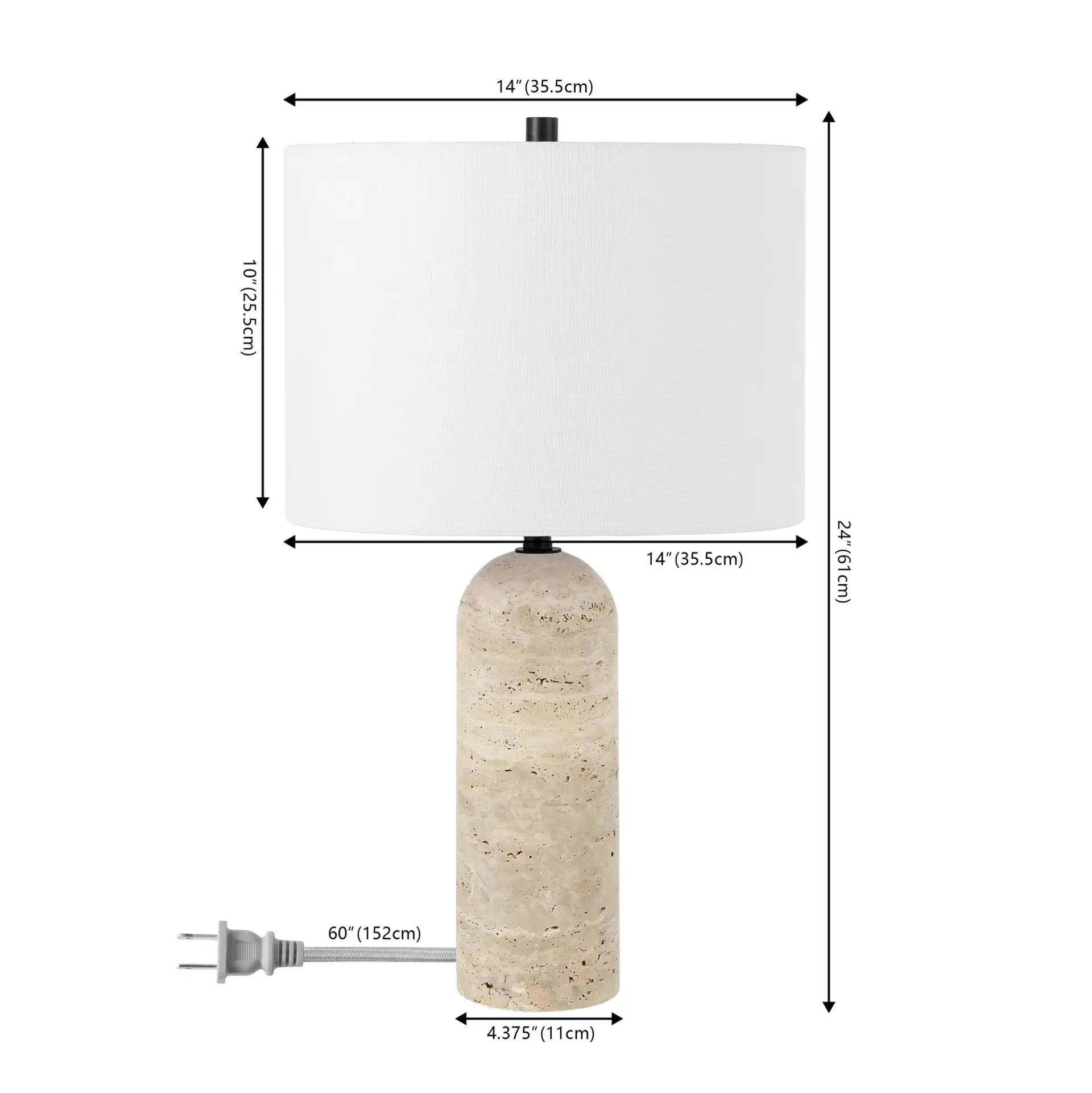 Jolene Table Lamp in Ivory, detail view