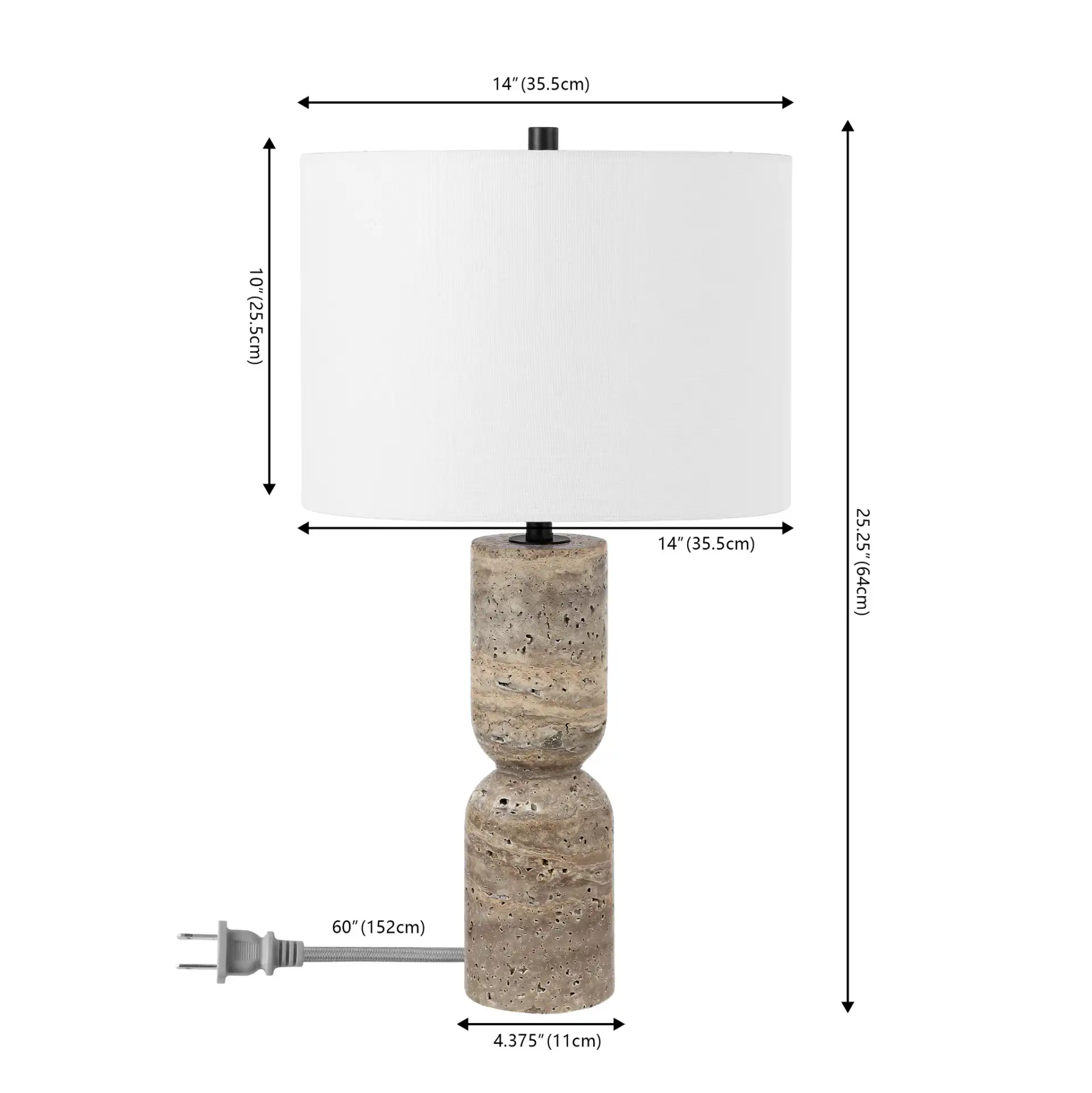 Nara Table Lamp in Gray, detail view