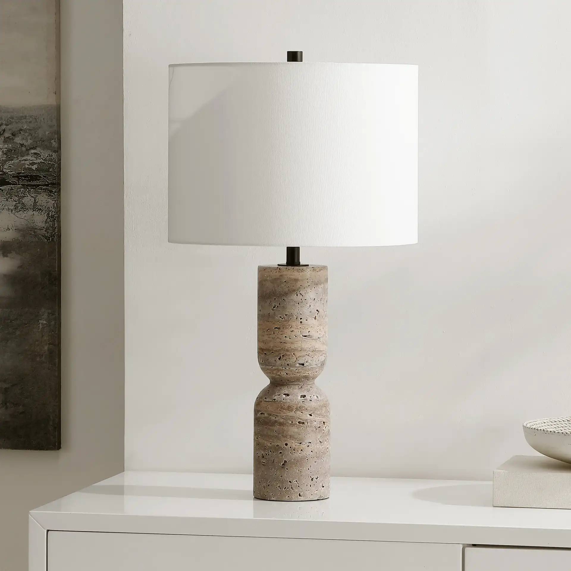 Nara Table Lamp in Gray in a styled room