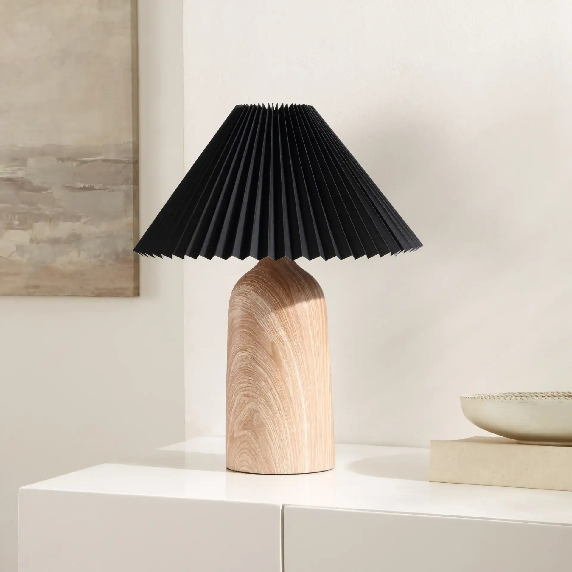 Fabi Table Lamp in Black / Natural in a styled room