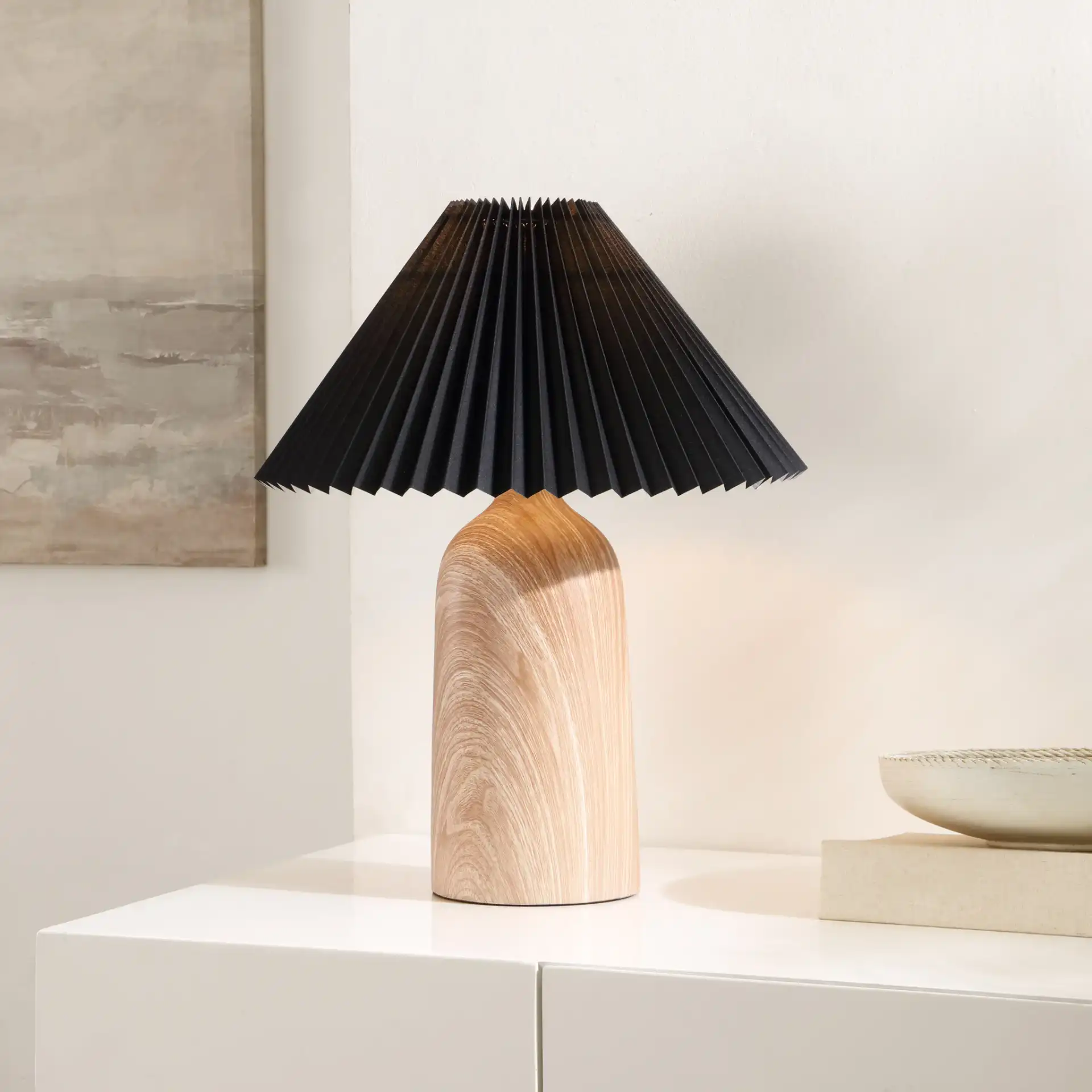 Fabi Table Lamp in Black / Natural in a styled room