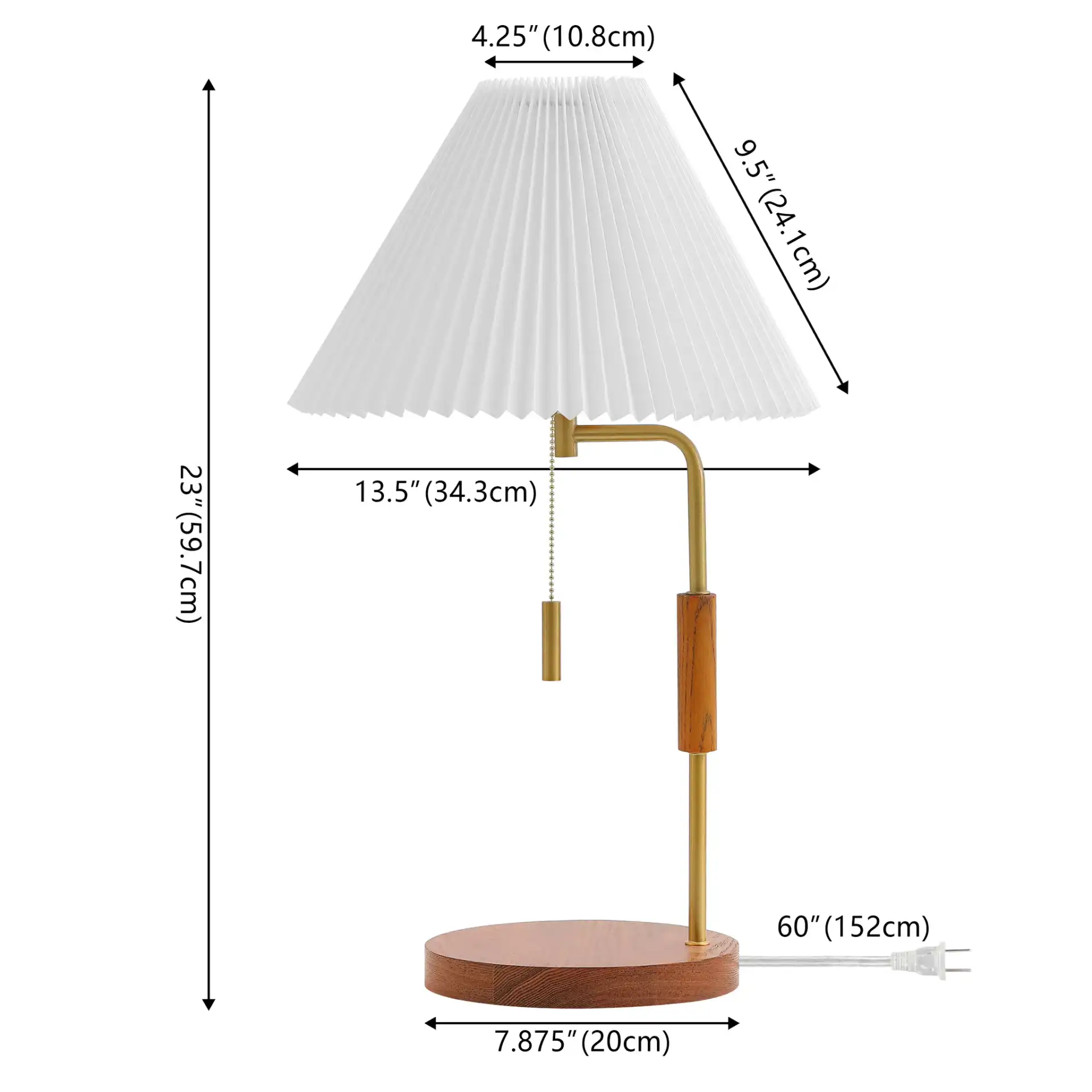 Jonah Table Lamp in Walnut / Brass, detail view
