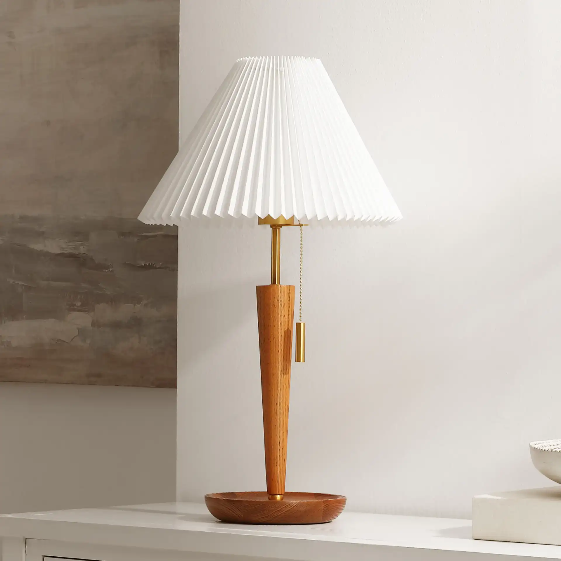 Ronny Table Lamp in Walnut / Brass in a styled room