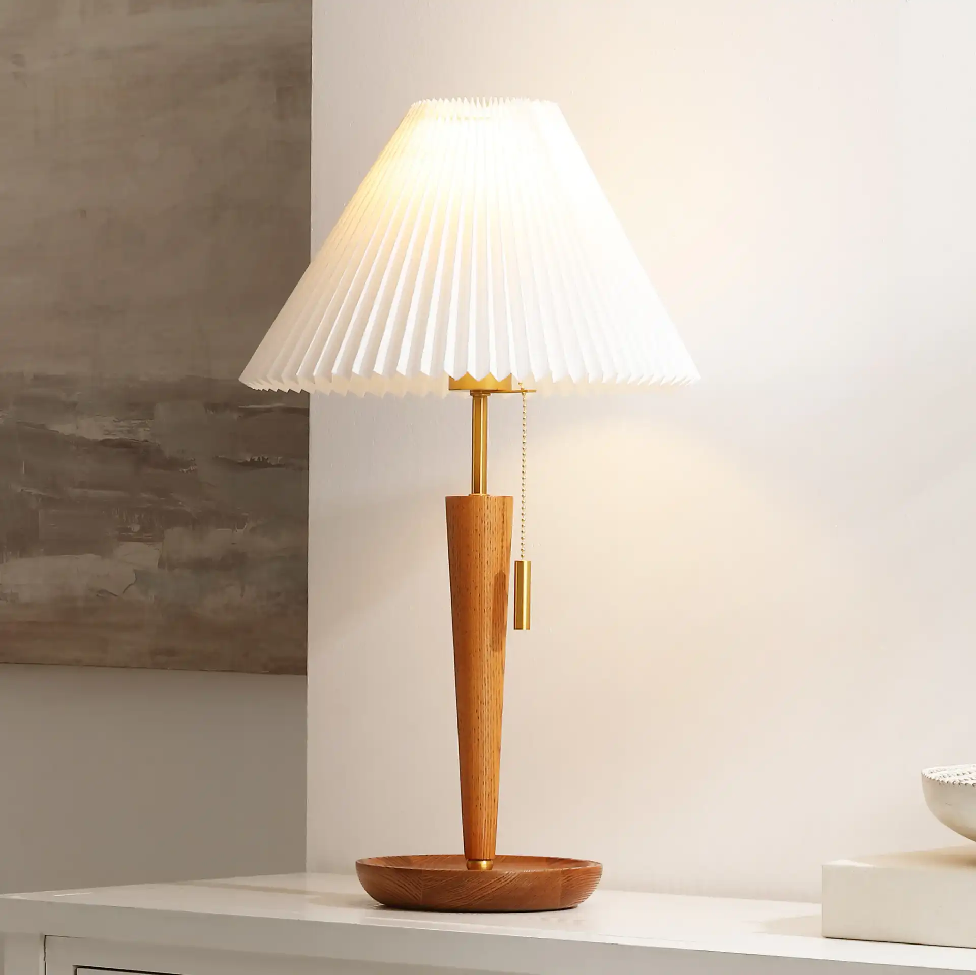 Ronny Table Lamp in Walnut / Brass in a styled room
