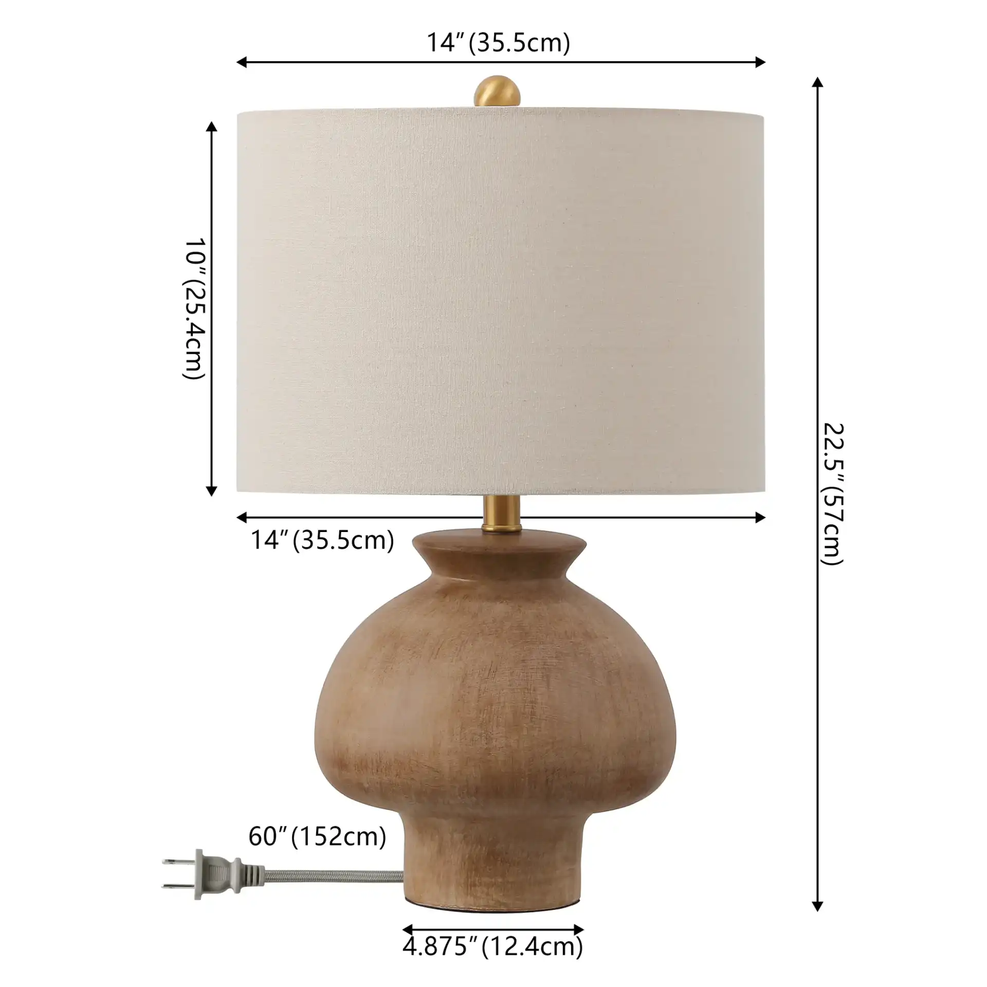Noam Table Lamp in Light Brown, detail view