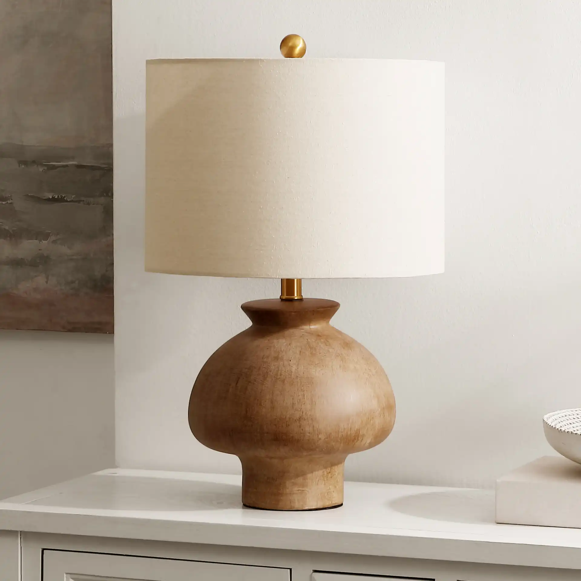 Noam Table Lamp in Light Brown in a styled room