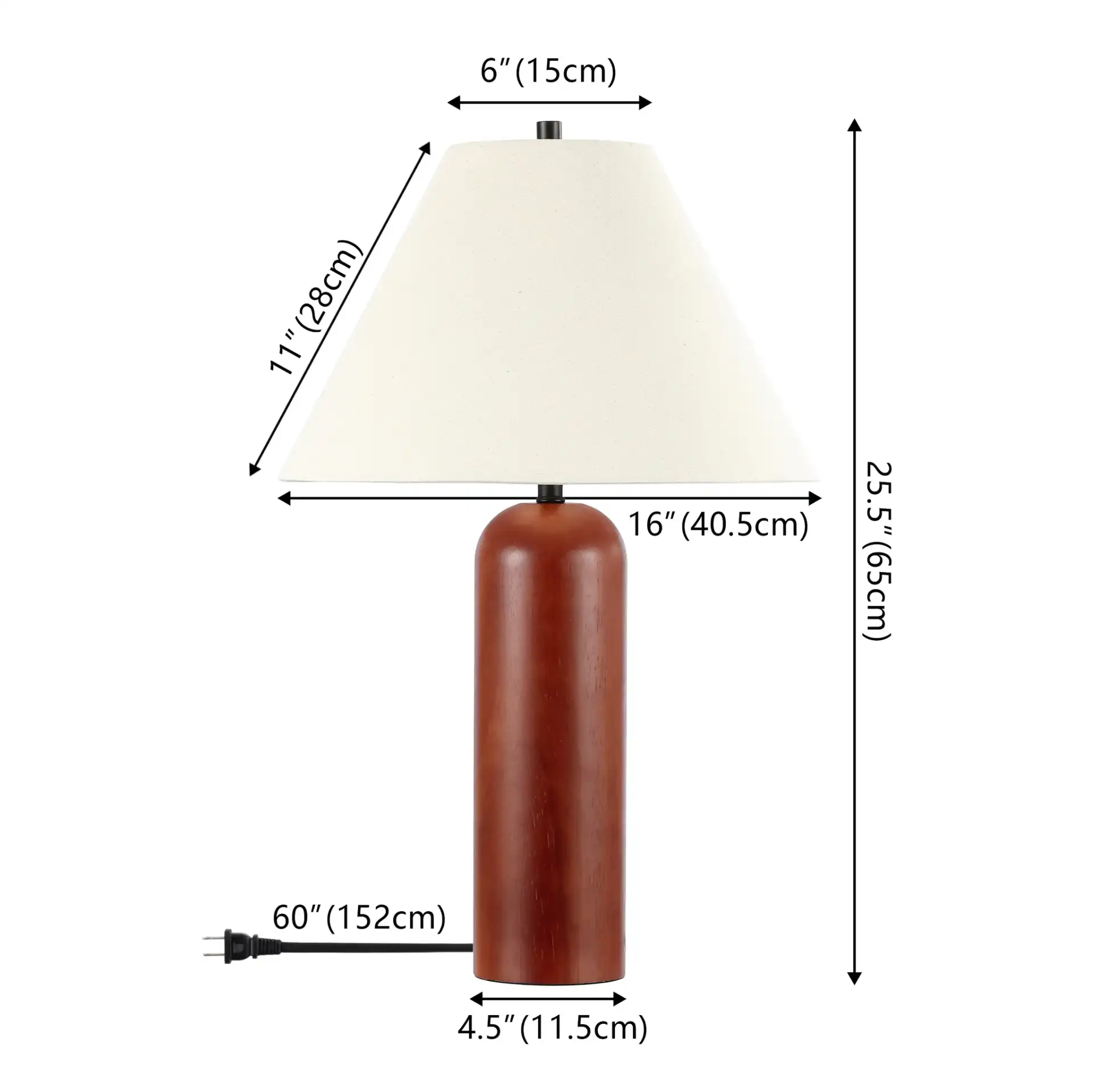 Rennie Table Lamp in Walnut, detail view
