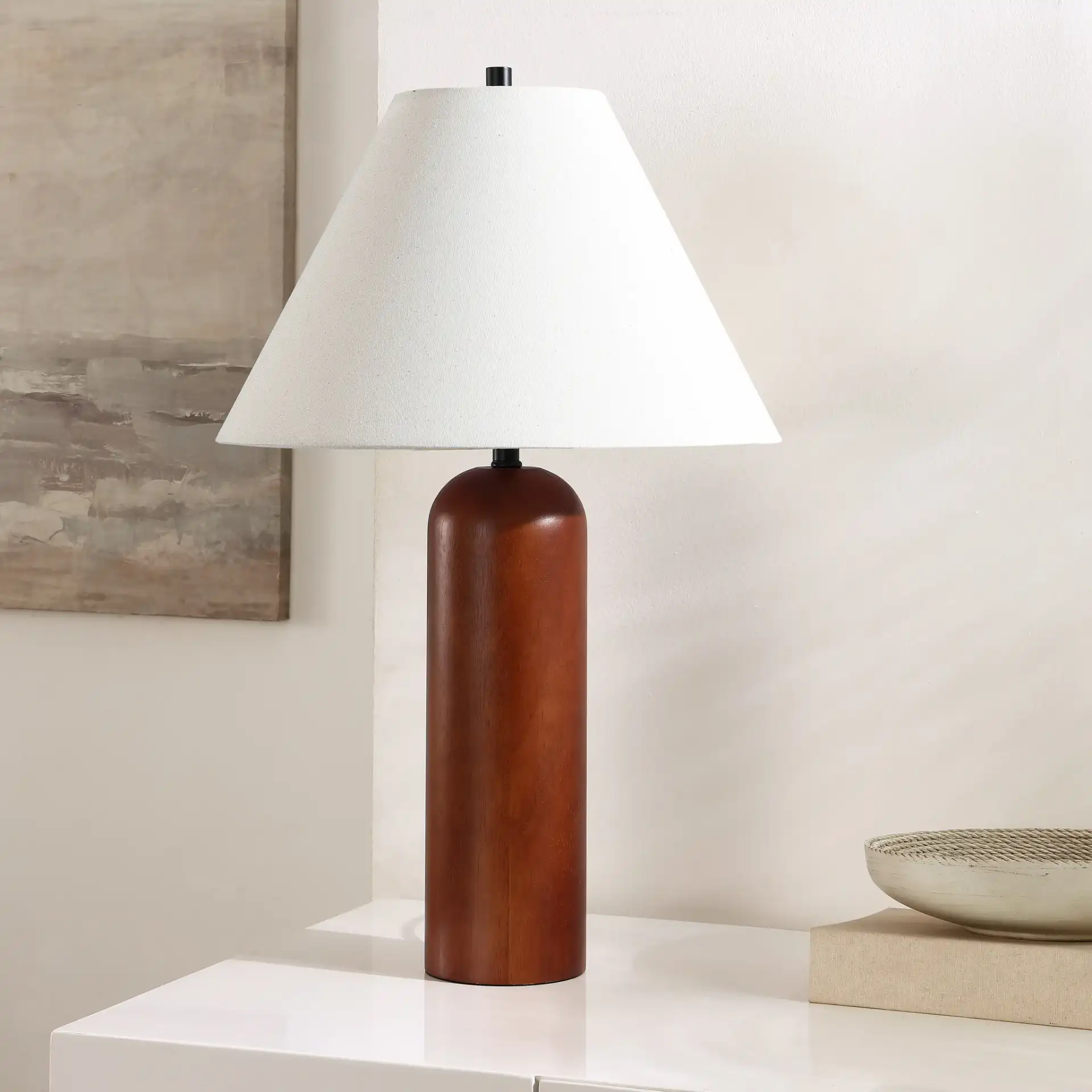 Rennie Table Lamp in Walnut in a styled room