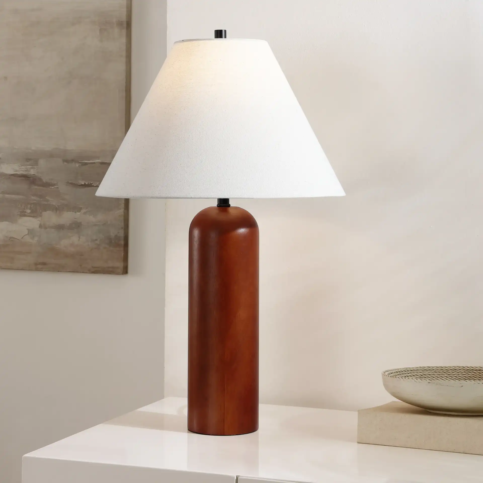 Rennie Table Lamp in Walnut in a styled room