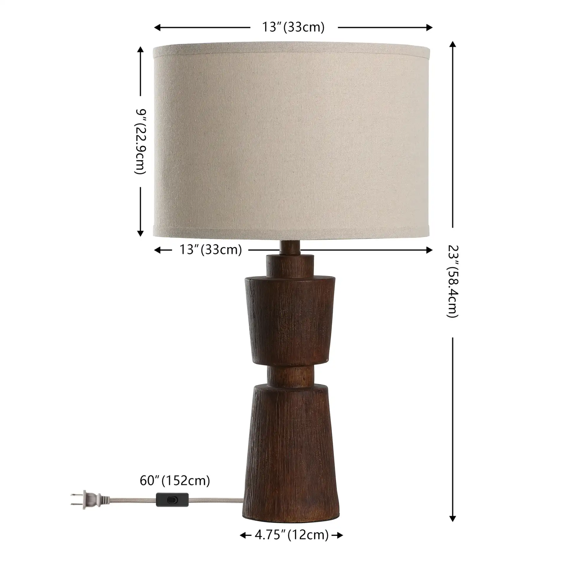 Nici Table Lamp in Brown, detail view