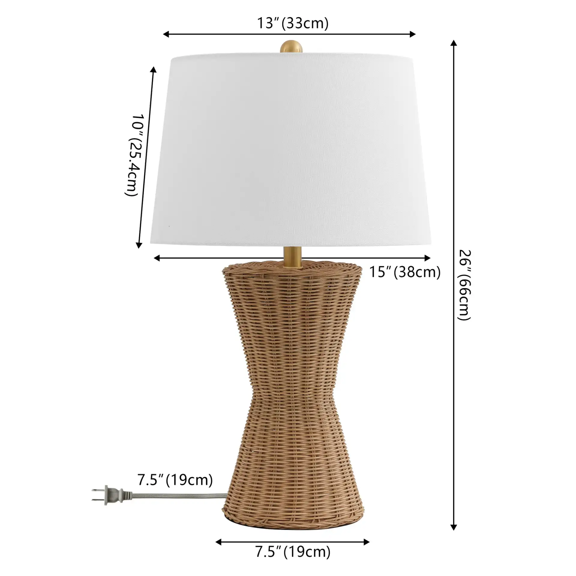 Aitana Table Lamp in Natural / Brass, detail view