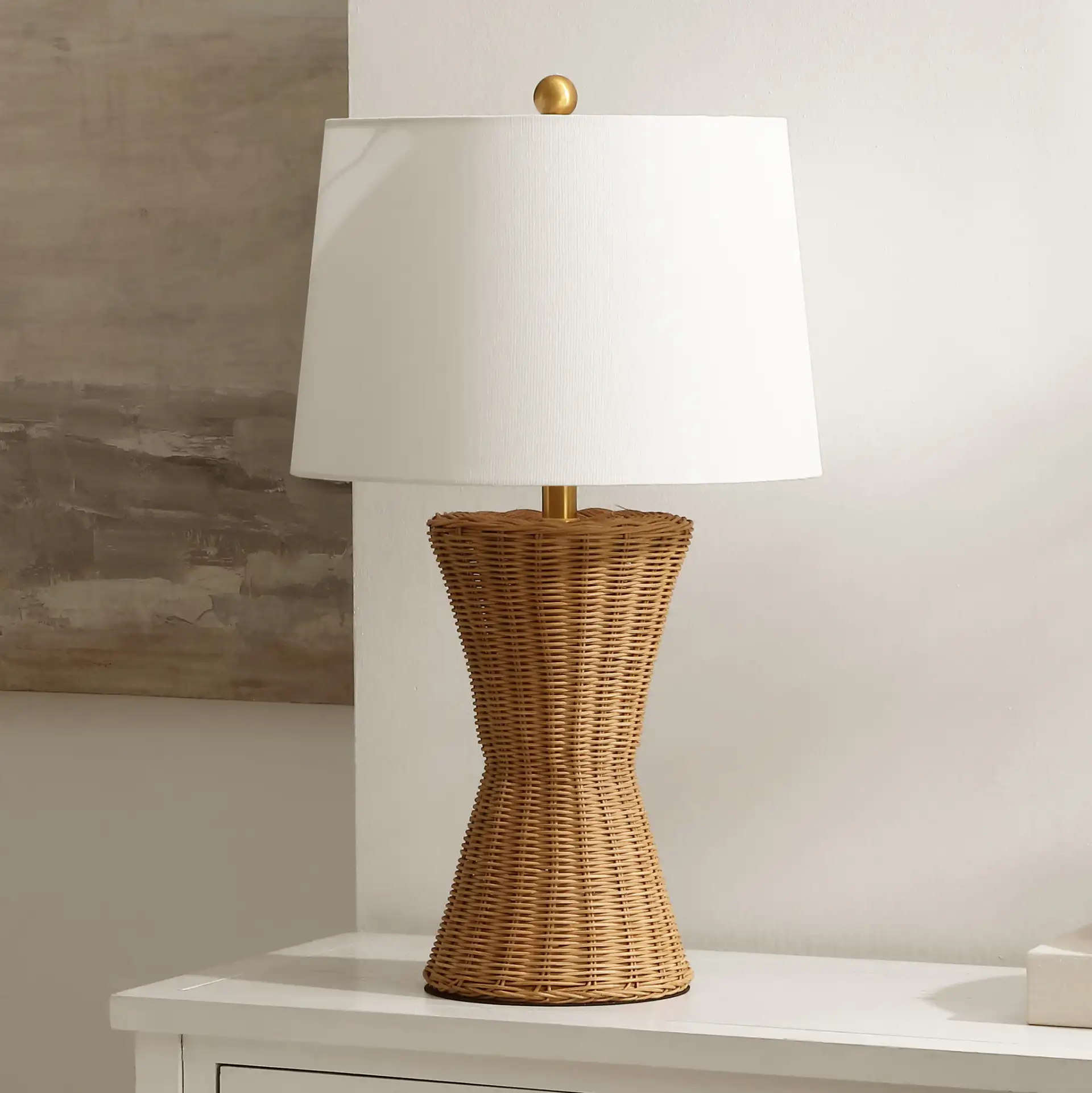 Aitana Table Lamp in Natural / Brass in a styled room