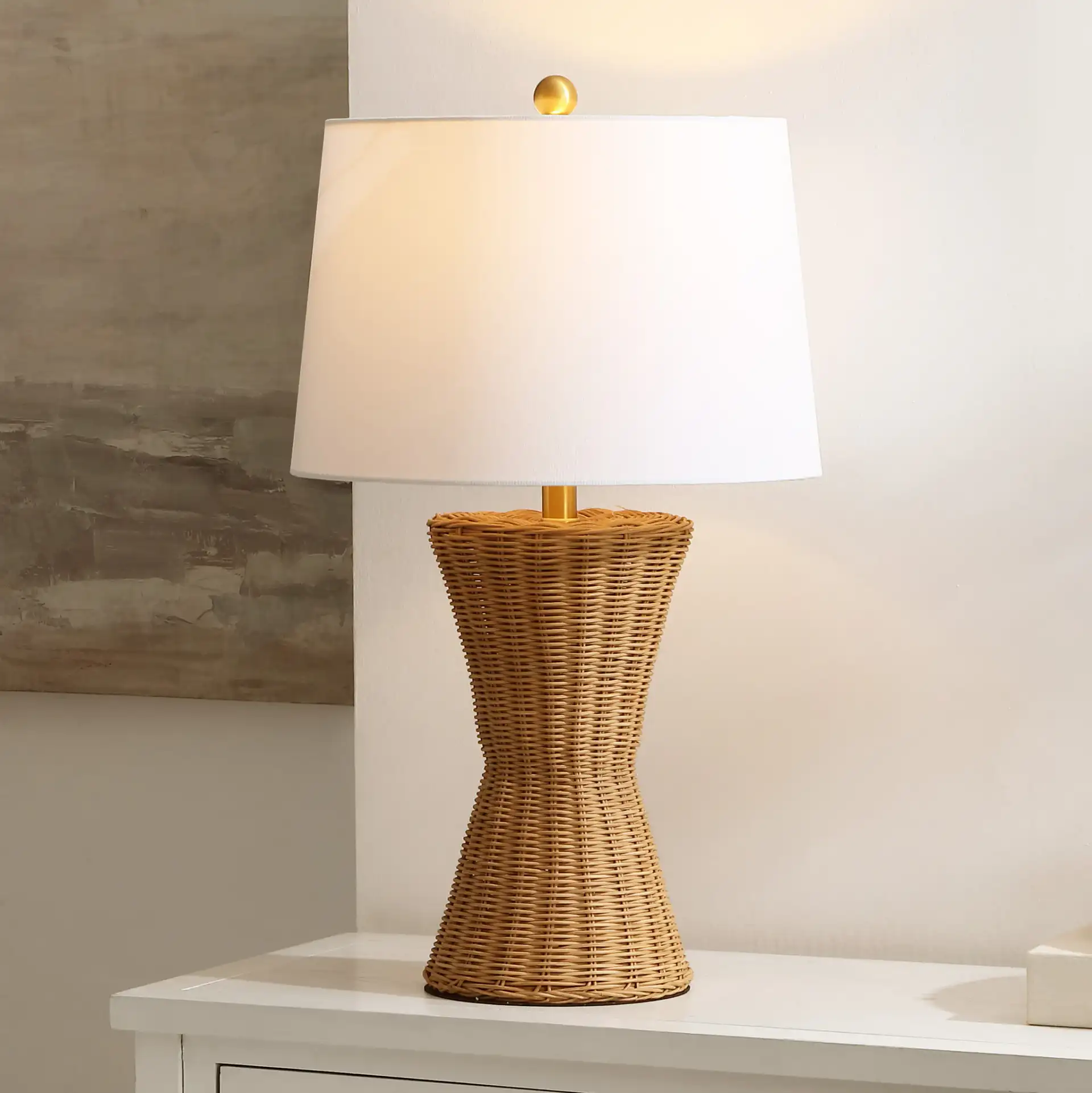 Aitana Table Lamp in Natural / Brass in a styled room