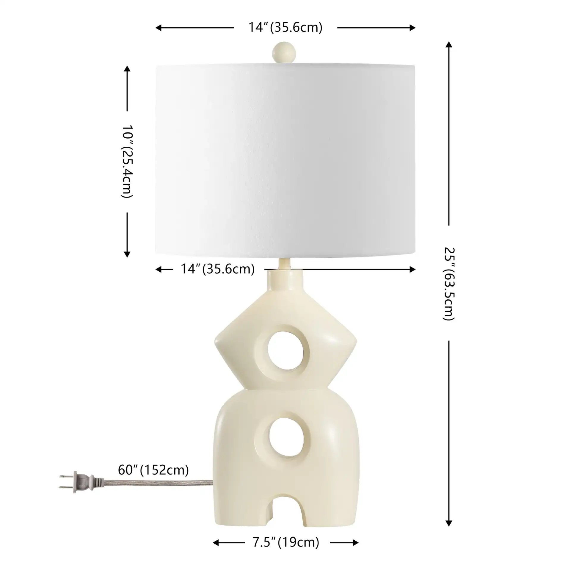 Era Table Lamp in Cream, detail view