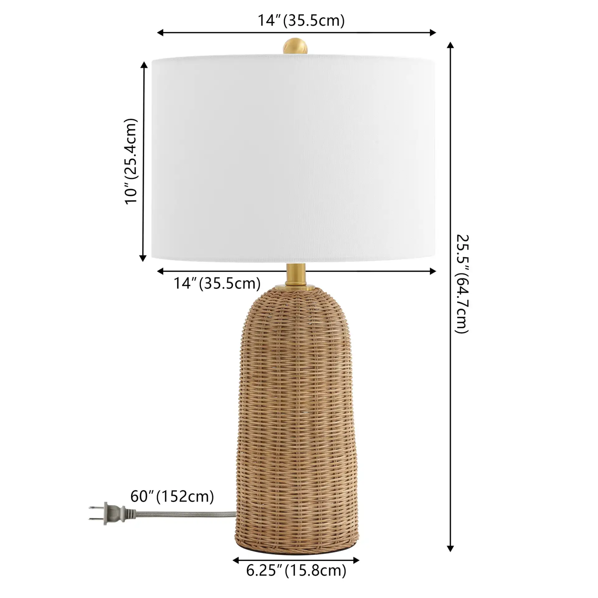 Anto Table Lamp in Natural / Brass, detail view