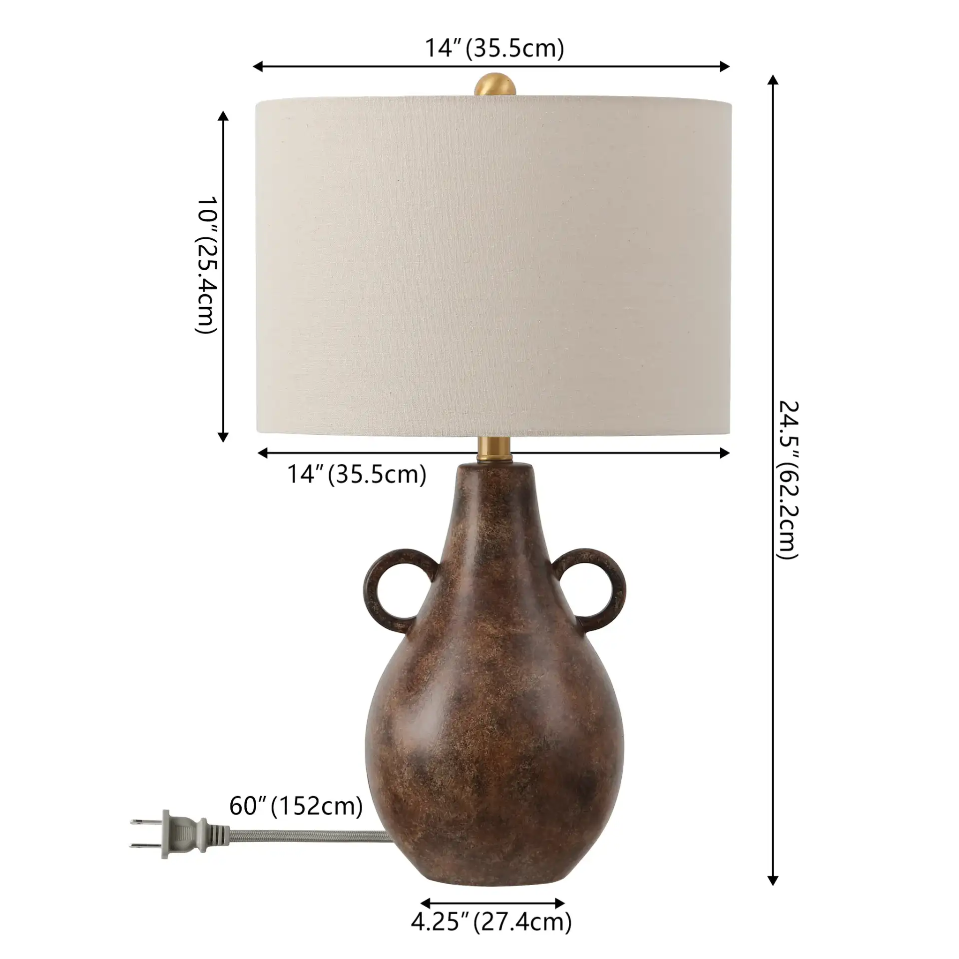 Shiloh Table Lamp in Antique Brown, detail view