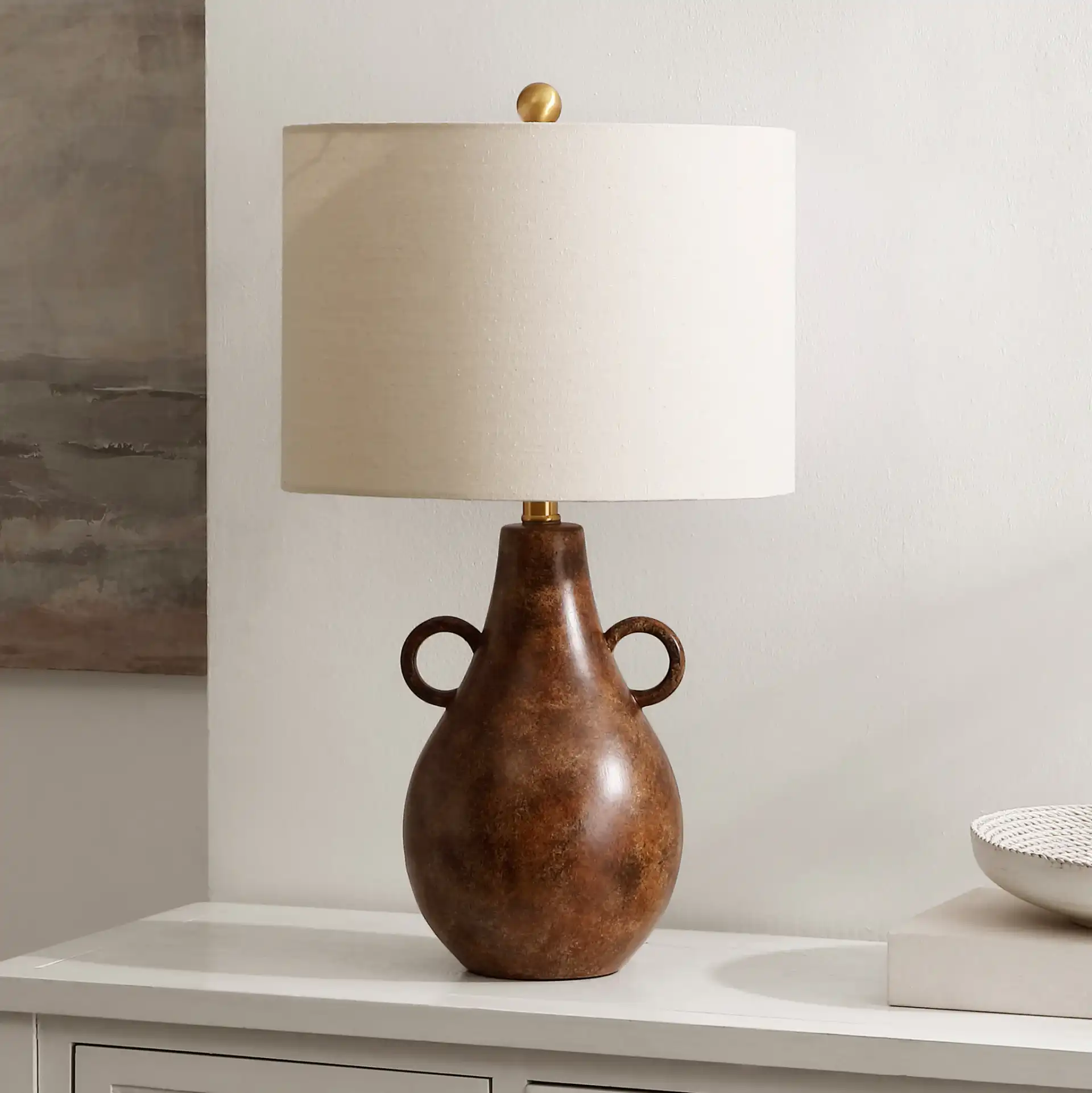 Shiloh Table Lamp in Antique Brown in a styled room