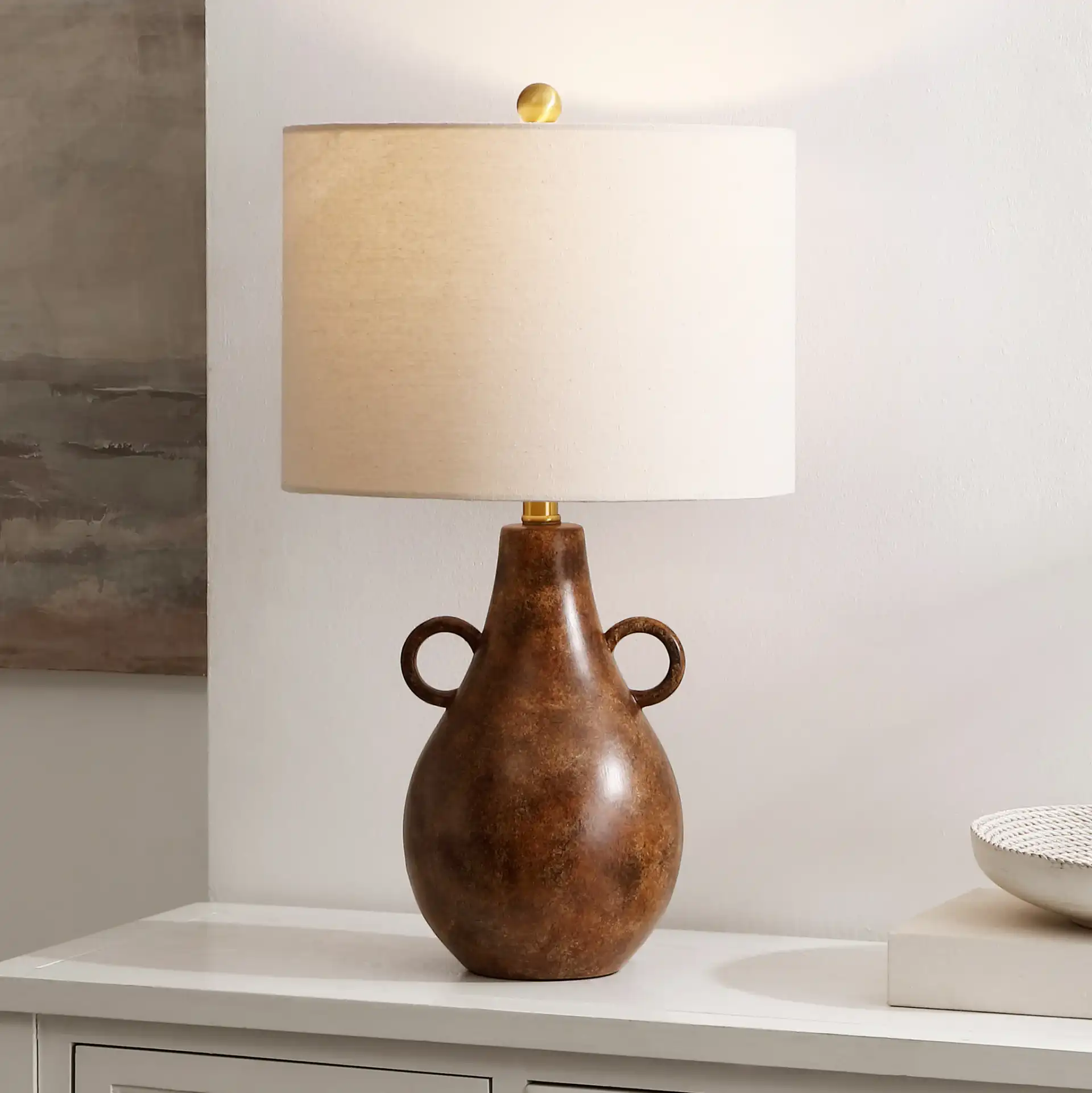 Shiloh Table Lamp in Antique Brown in a styled room