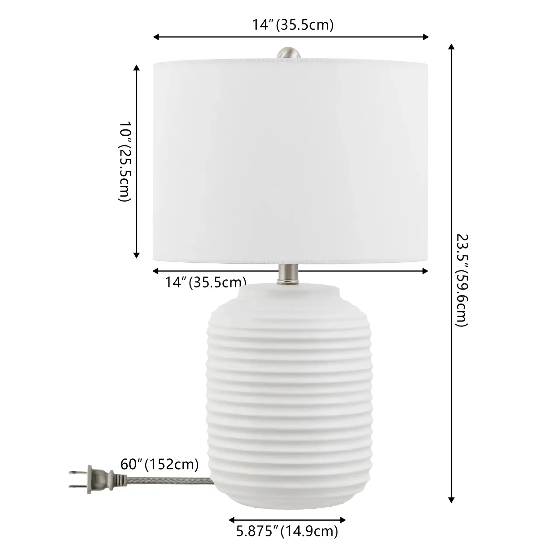 Elio Table Lamp in White, detail view