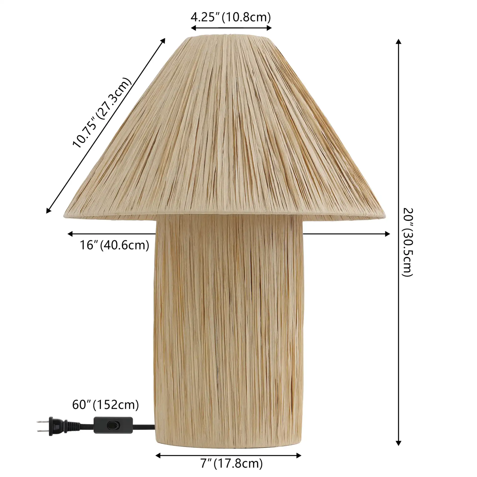 Cassie Table Lamp in Natural, detail view